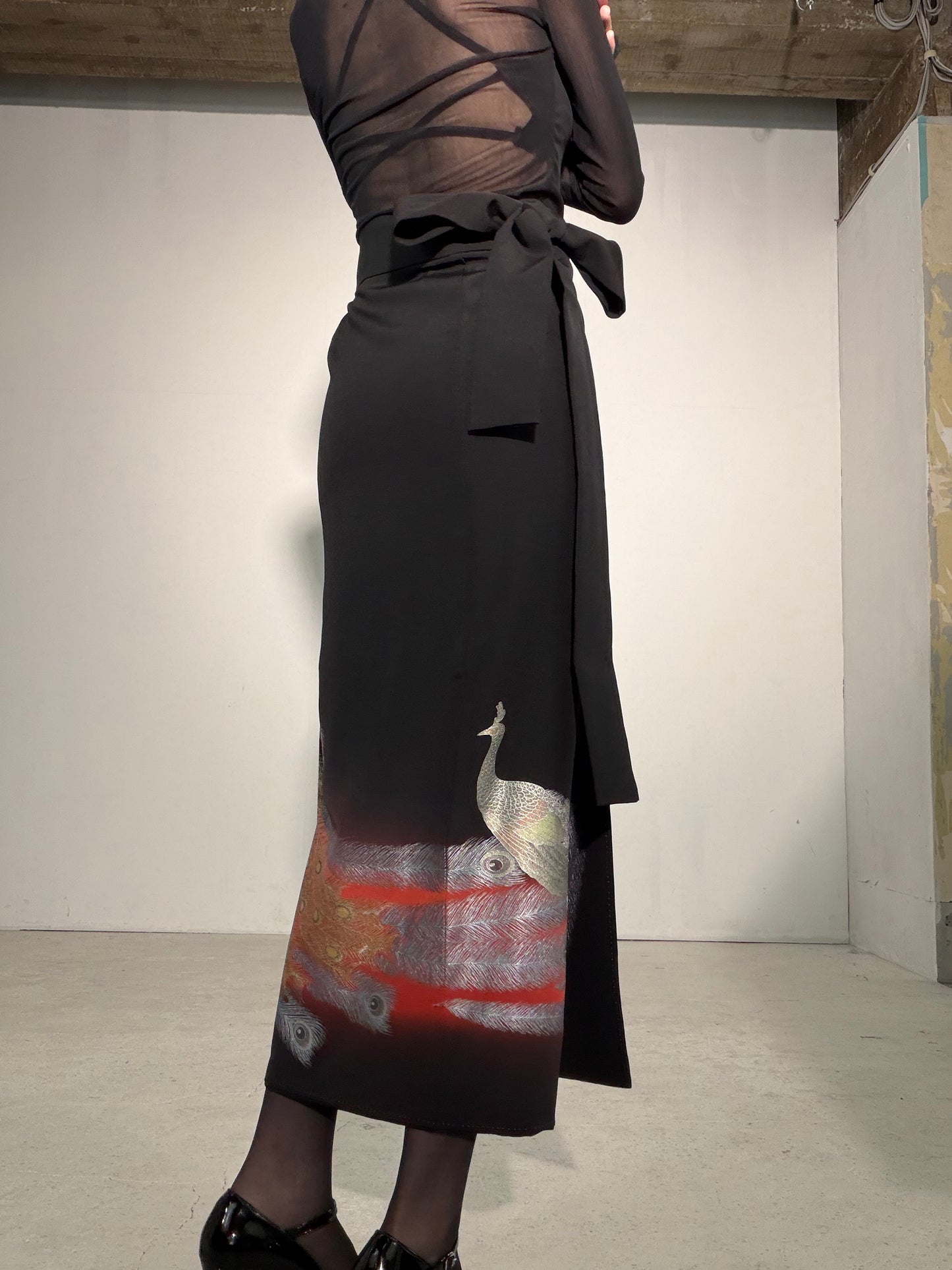 EDO-ZUMA SKIRT UPCYCLED FROM JAPANESE KIMONO "EDO062"*damage
