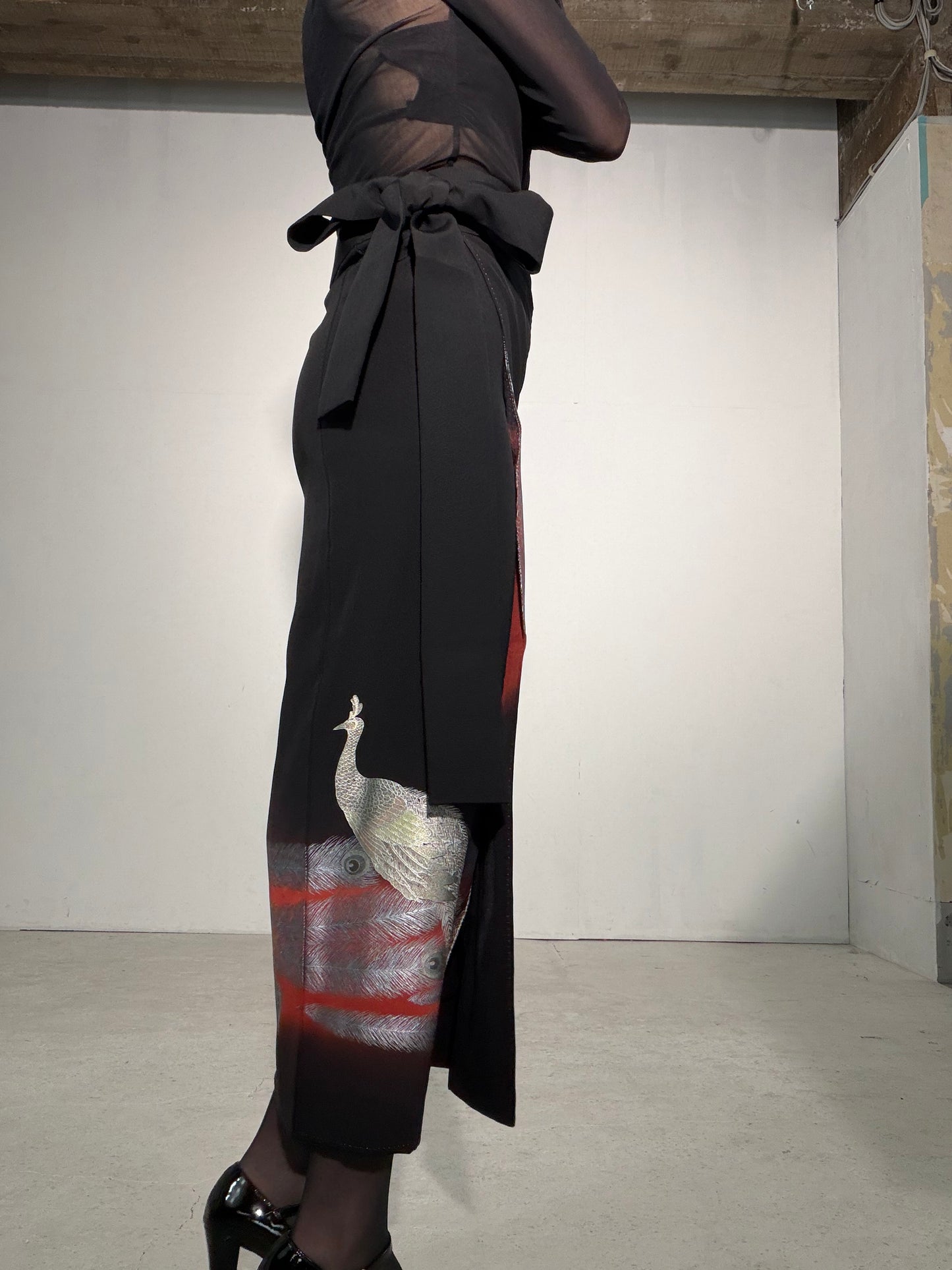 EDO-ZUMA SKIRT UPCYCLED FROM JAPANESE KIMONO "EDO062"*damage