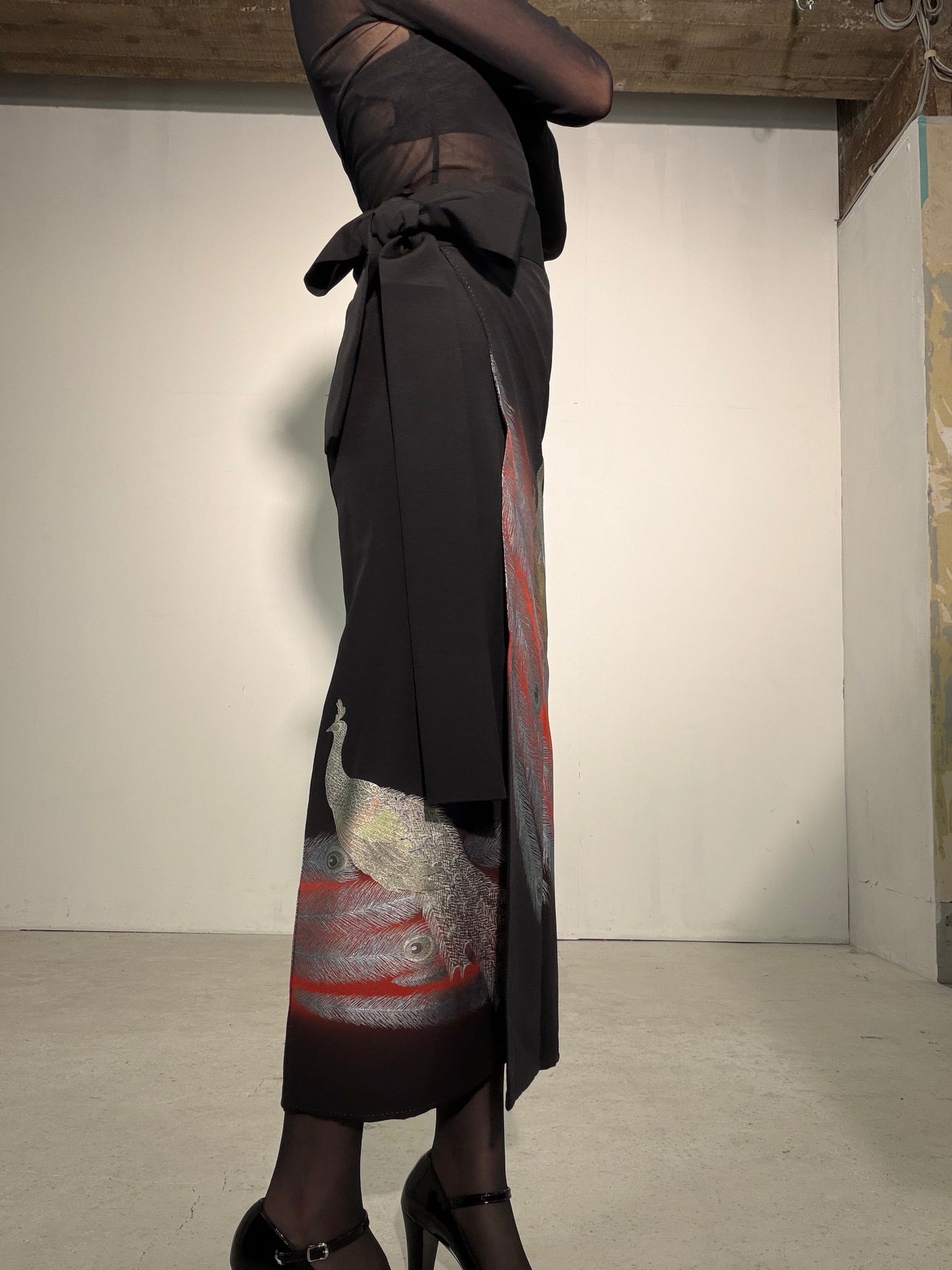 EDO-ZUMA SKIRT UPCYCLED FROM JAPANESE KIMONO "EDO062"*damage