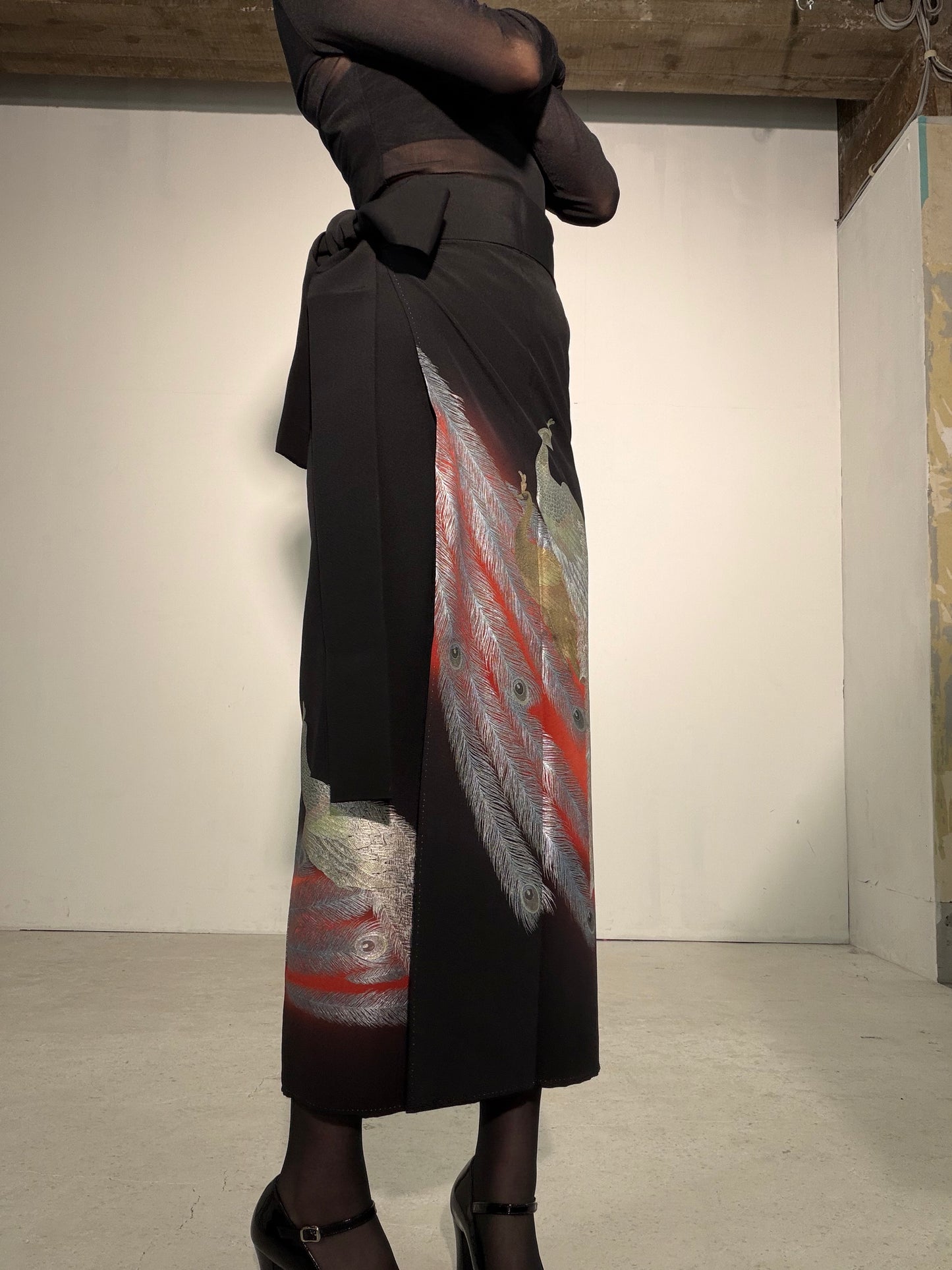 EDO-ZUMA SKIRT UPCYCLED FROM JAPANESE KIMONO "EDO062"*damage
