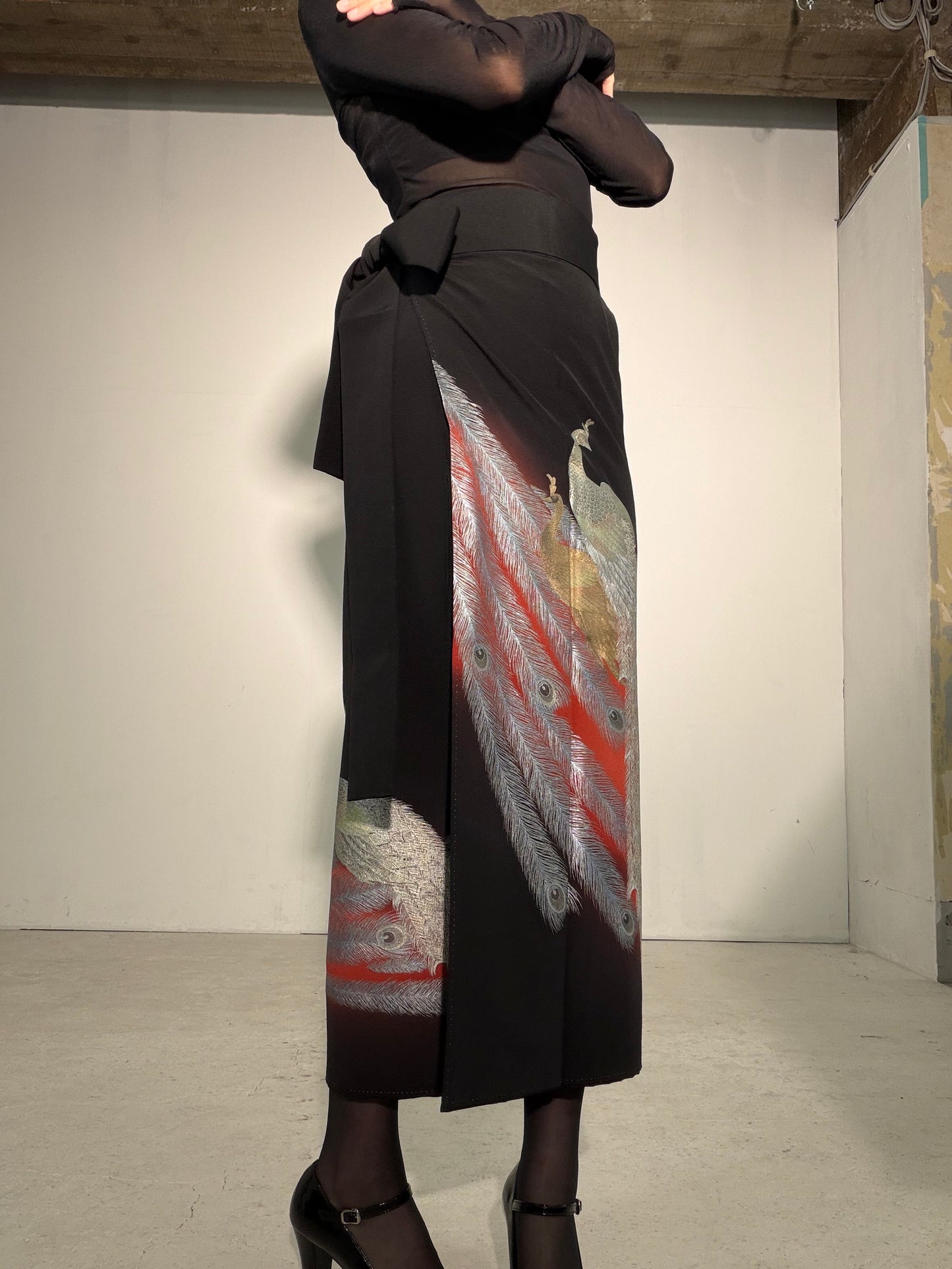 EDO-ZUMA SKIRT UPCYCLED FROM JAPANESE KIMONO "EDO062"*damage