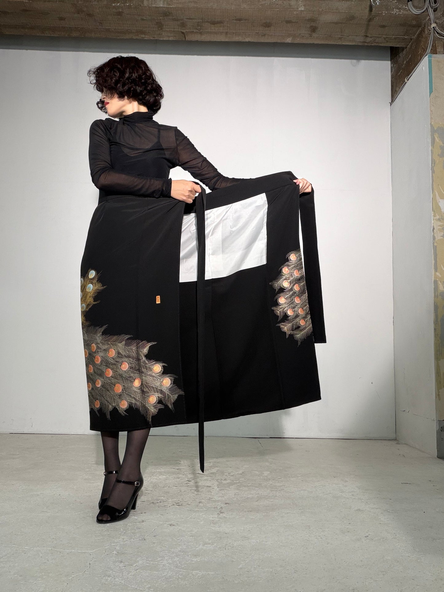 EDO-ZUMA SKIRT UPCYCLED FROM JAPANESE KIMONO "EDO061"