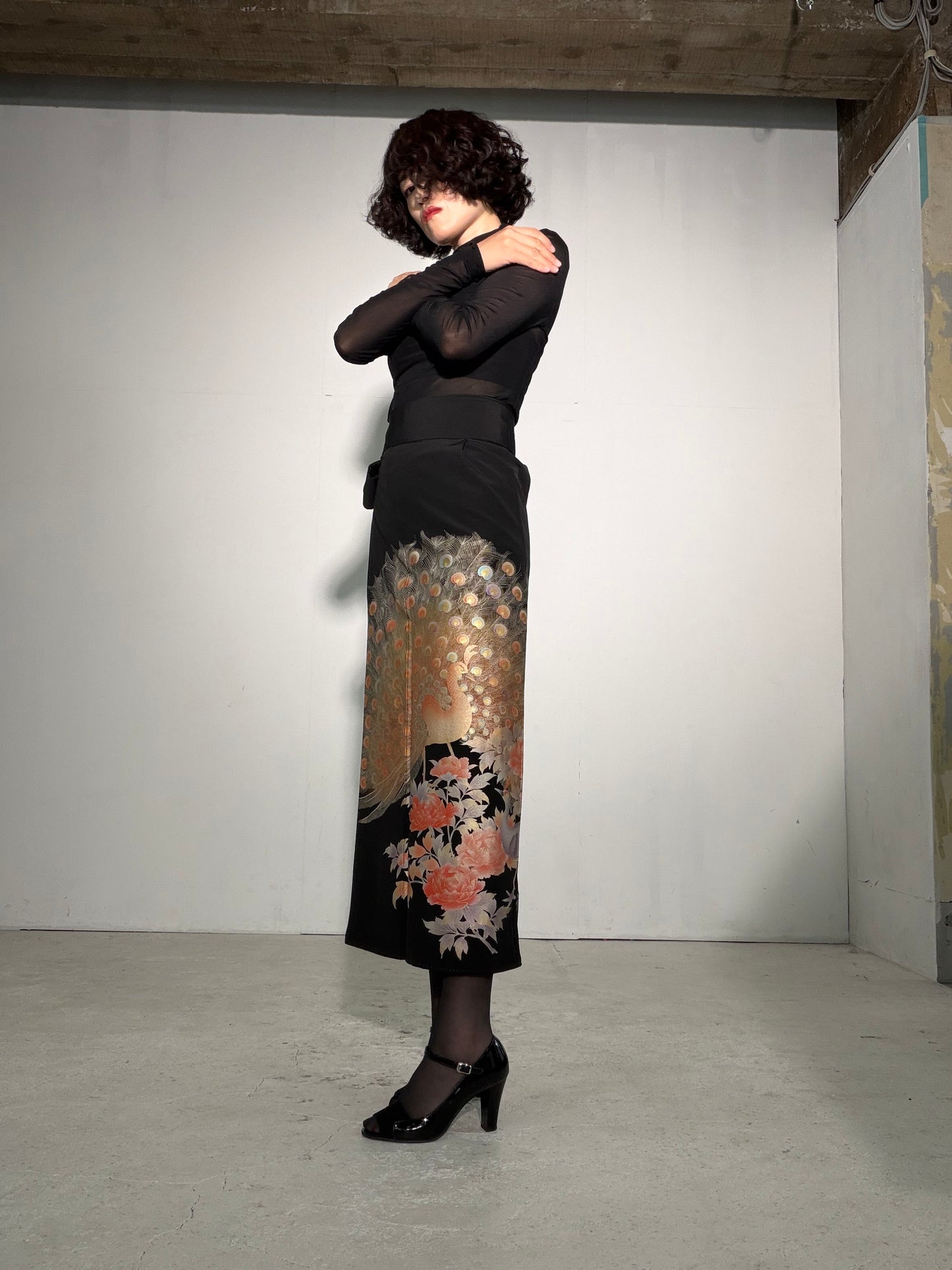 EDO-ZUMA SKIRT UPCYCLED FROM JAPANESE KIMONO "EDO061"