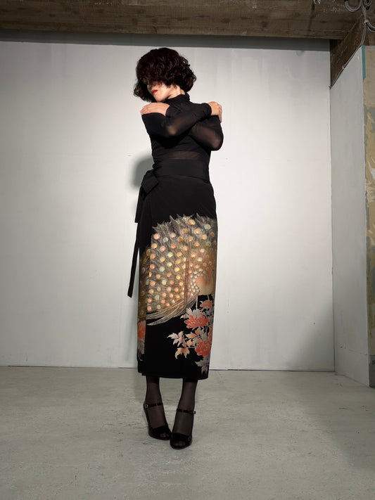 EDO-ZUMA SKIRT UPCYCLED FROM JAPANESE KIMONO "EDO061"