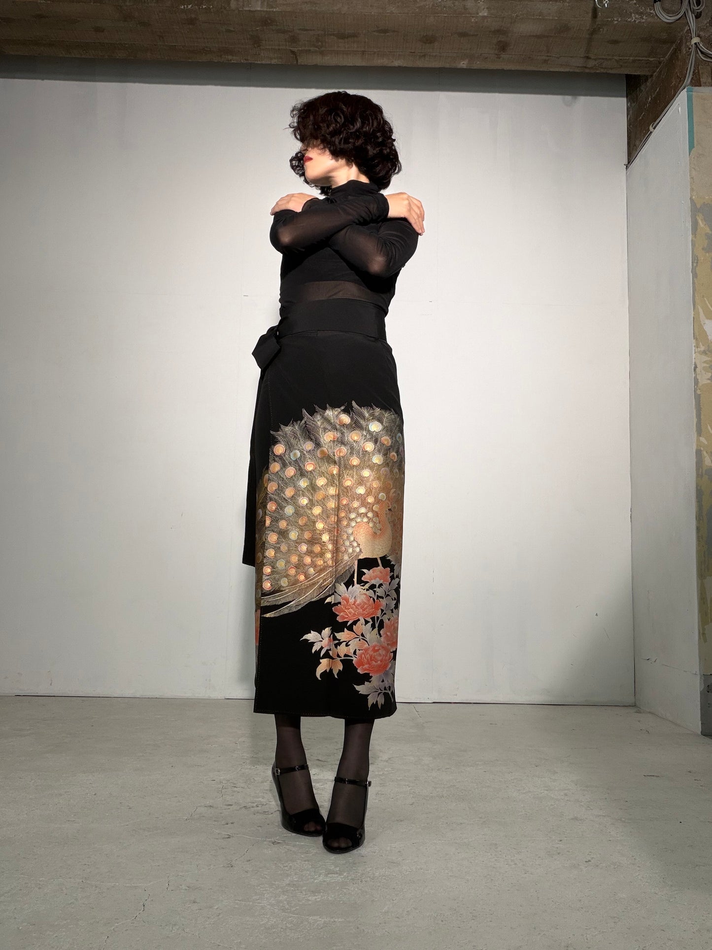 EDO-ZUMA SKIRT UPCYCLED FROM JAPANESE KIMONO "EDO061"