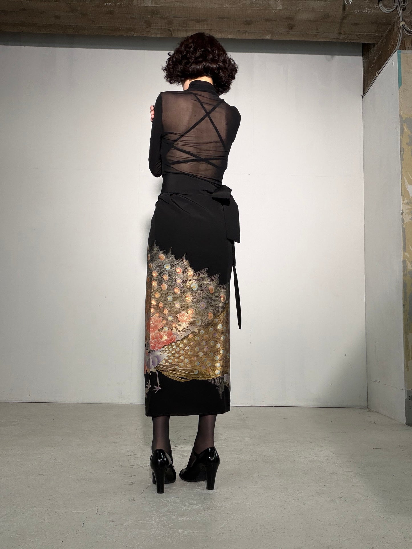EDO-ZUMA SKIRT UPCYCLED FROM JAPANESE KIMONO "EDO061"