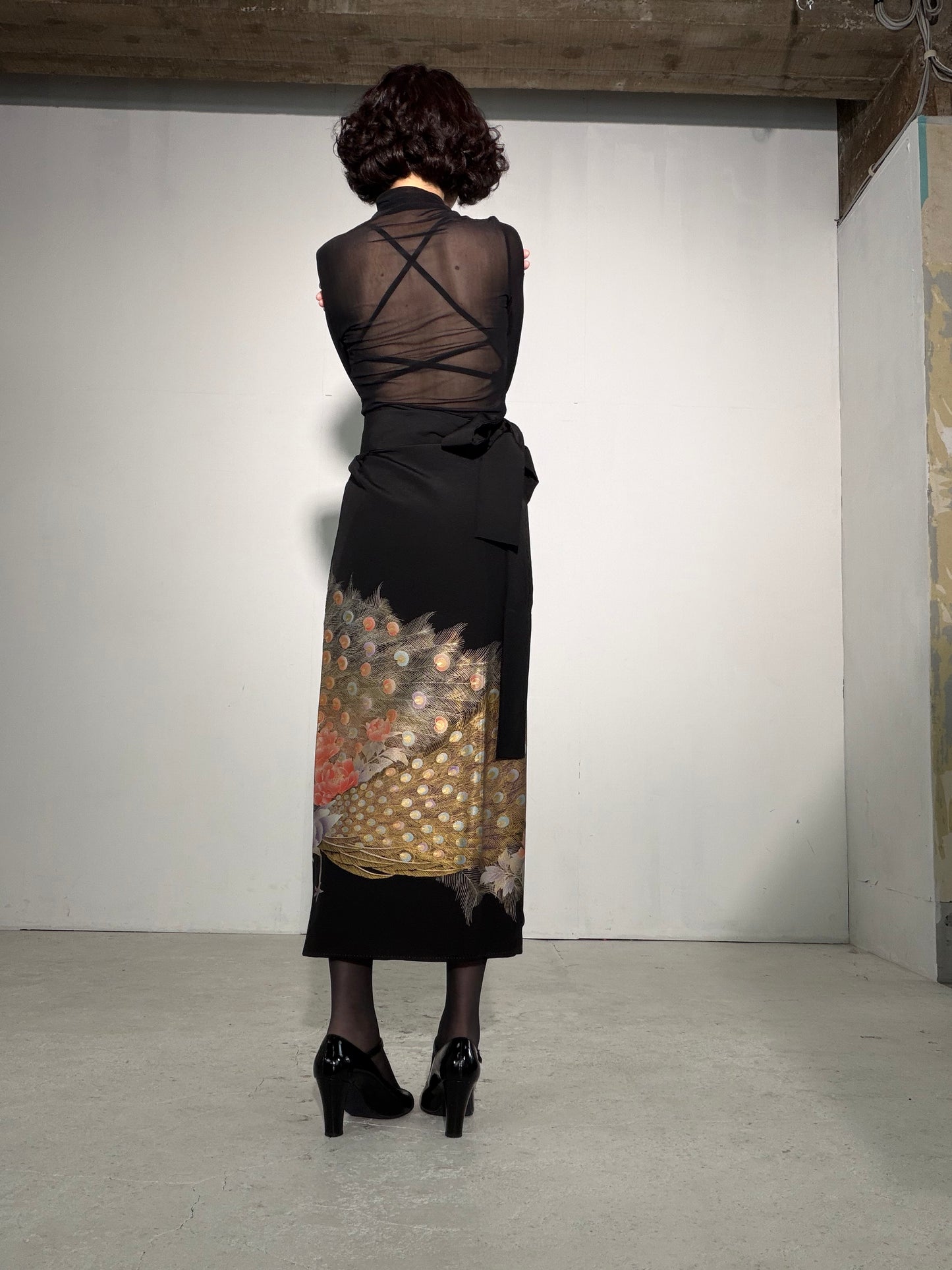 EDO-ZUMA SKIRT UPCYCLED FROM JAPANESE KIMONO "EDO061"