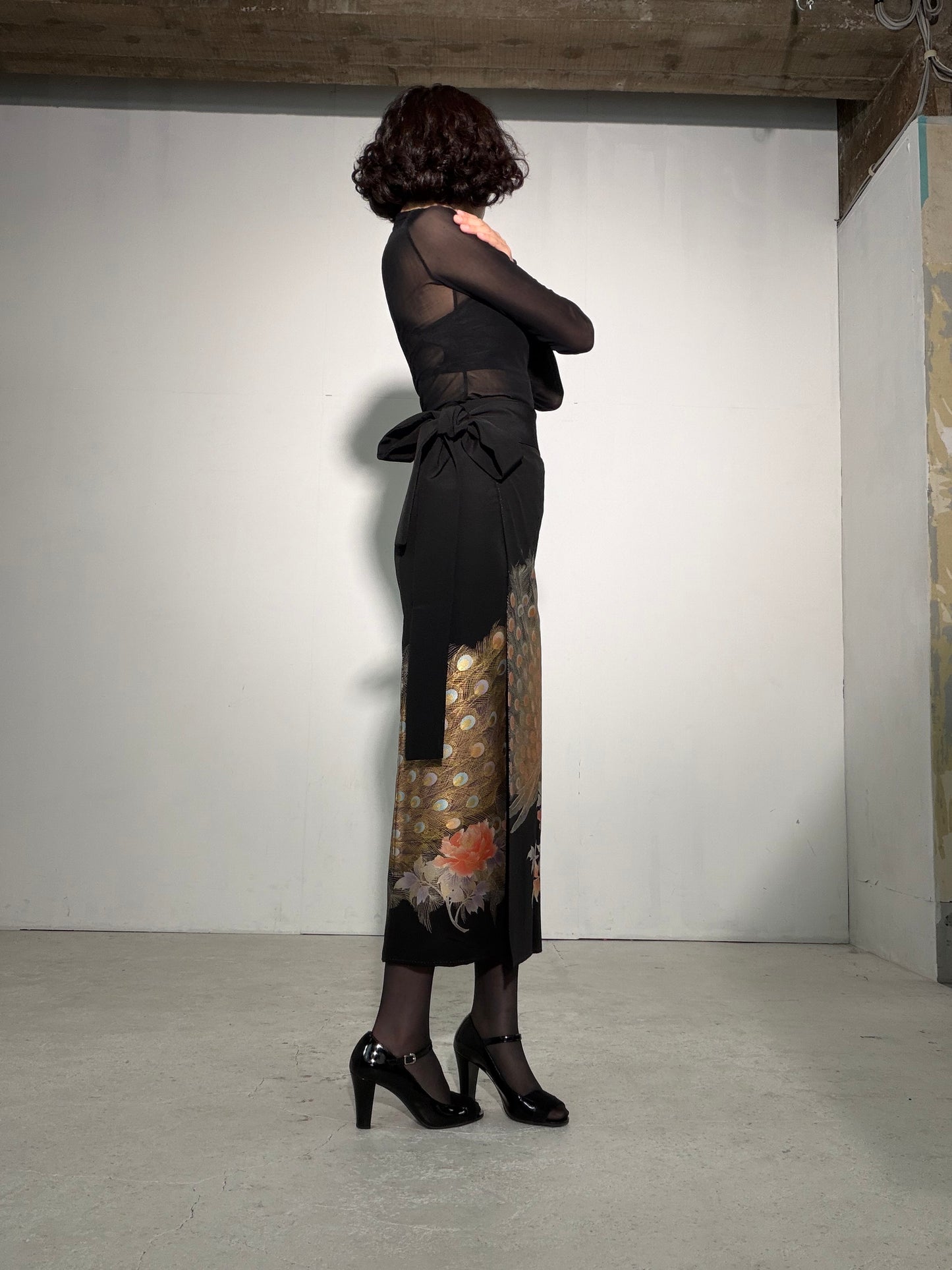 EDO-ZUMA SKIRT UPCYCLED FROM JAPANESE KIMONO "EDO061"