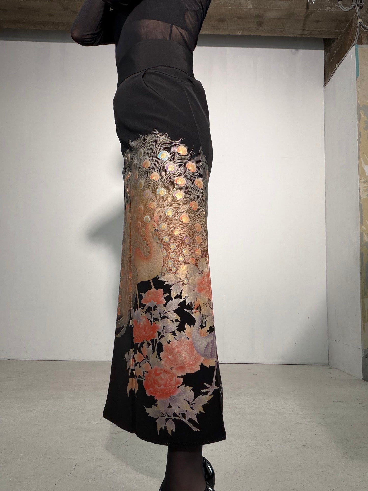 EDO-ZUMA SKIRT UPCYCLED FROM JAPANESE KIMONO "EDO061"