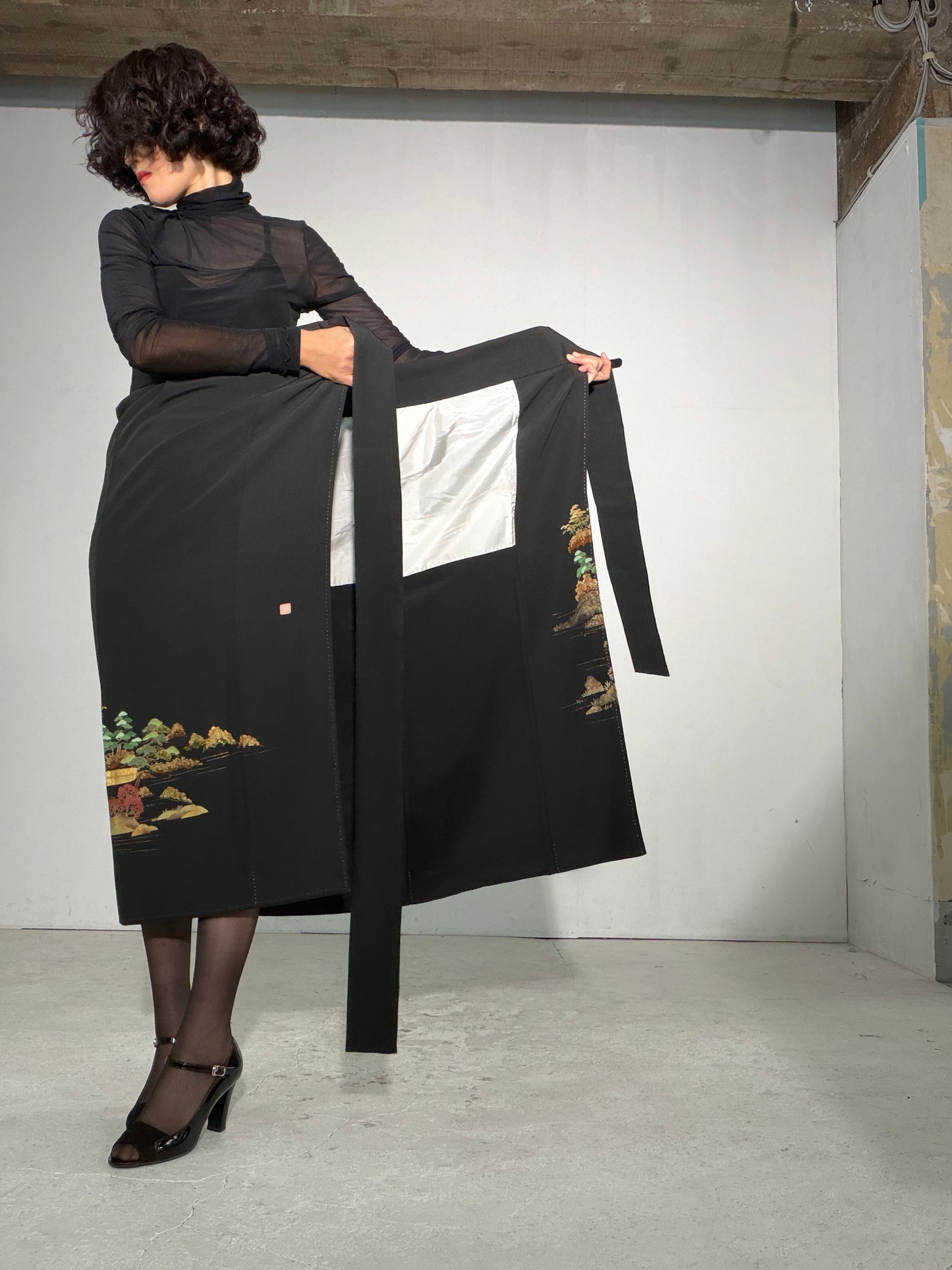 EDO-ZUMA SKIRT UPCYCLED FROM JAPANESE KIMONO "EDO060"