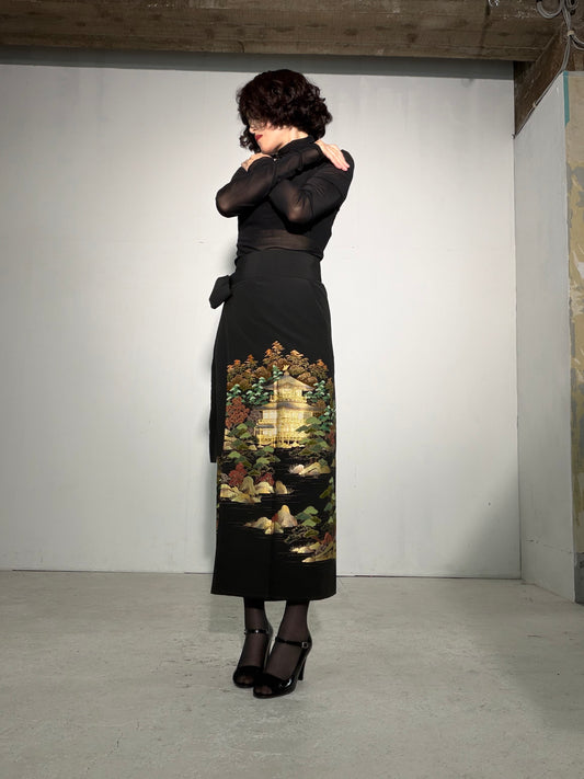 EDO-ZUMA SKIRT UPCYCLED FROM JAPANESE KIMONO "EDO060"