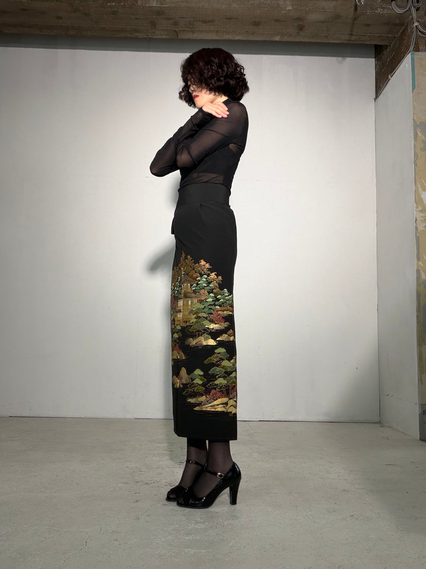 EDO-ZUMA SKIRT UPCYCLED FROM JAPANESE KIMONO "EDO060"