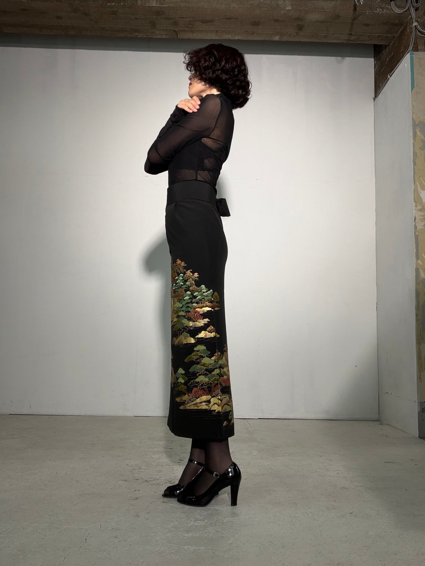 EDO-ZUMA SKIRT UPCYCLED FROM JAPANESE KIMONO "EDO060"