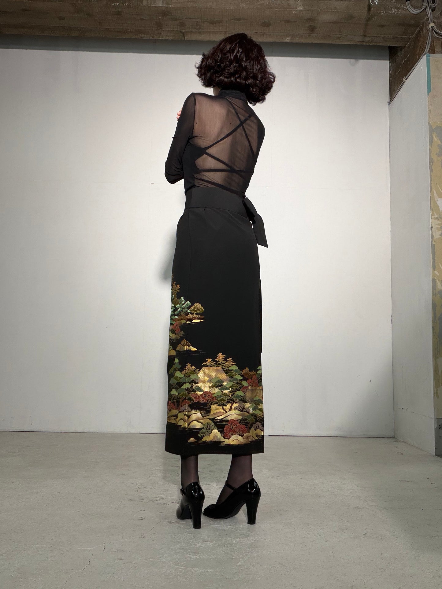 EDO-ZUMA SKIRT UPCYCLED FROM JAPANESE KIMONO "EDO060"