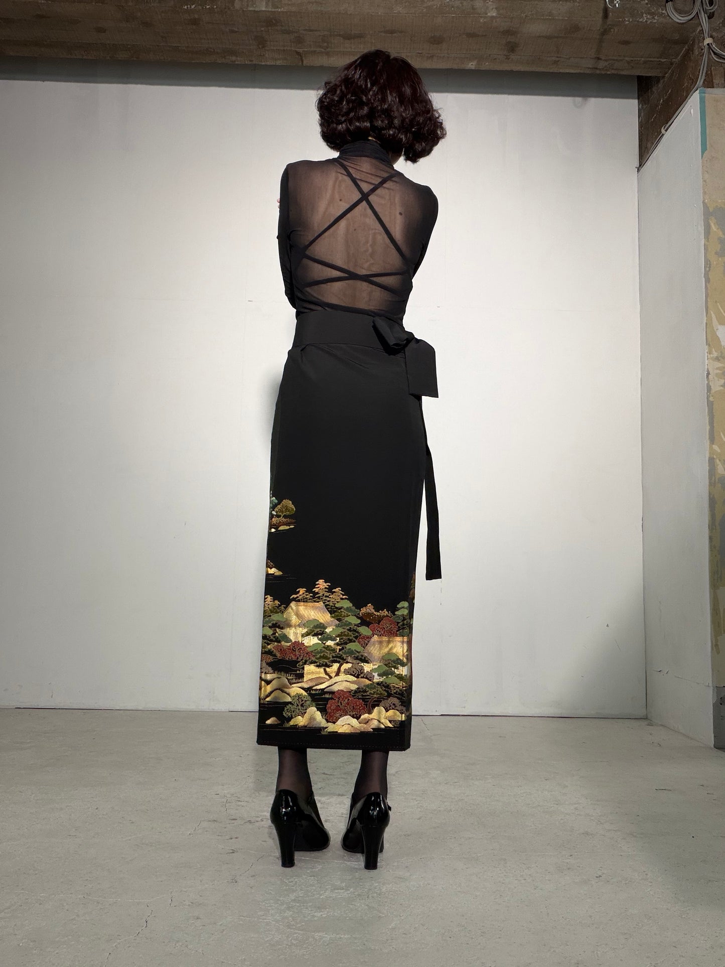 EDO-ZUMA SKIRT UPCYCLED FROM JAPANESE KIMONO "EDO060"