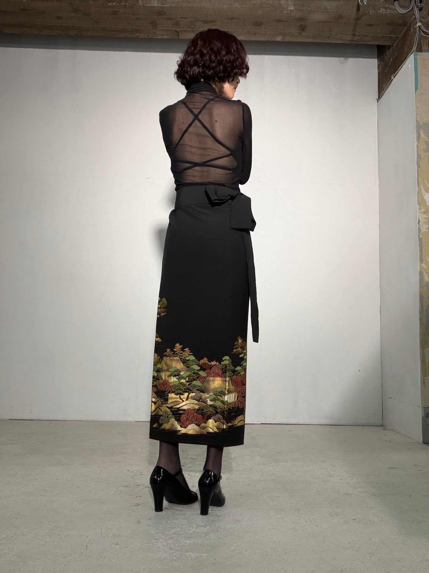 EDO-ZUMA SKIRT UPCYCLED FROM JAPANESE KIMONO "EDO060"