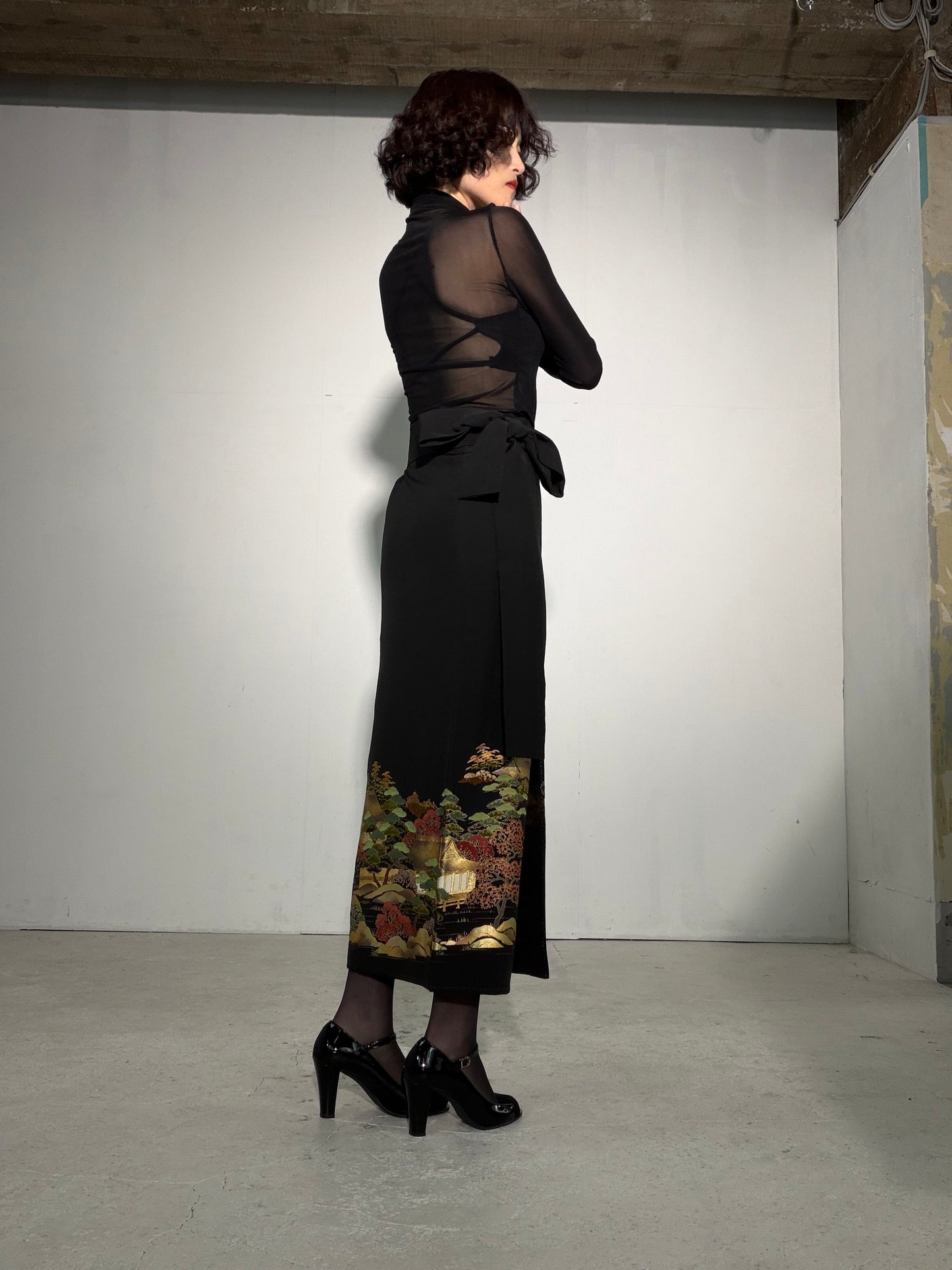 EDO-ZUMA SKIRT UPCYCLED FROM JAPANESE KIMONO "EDO060"