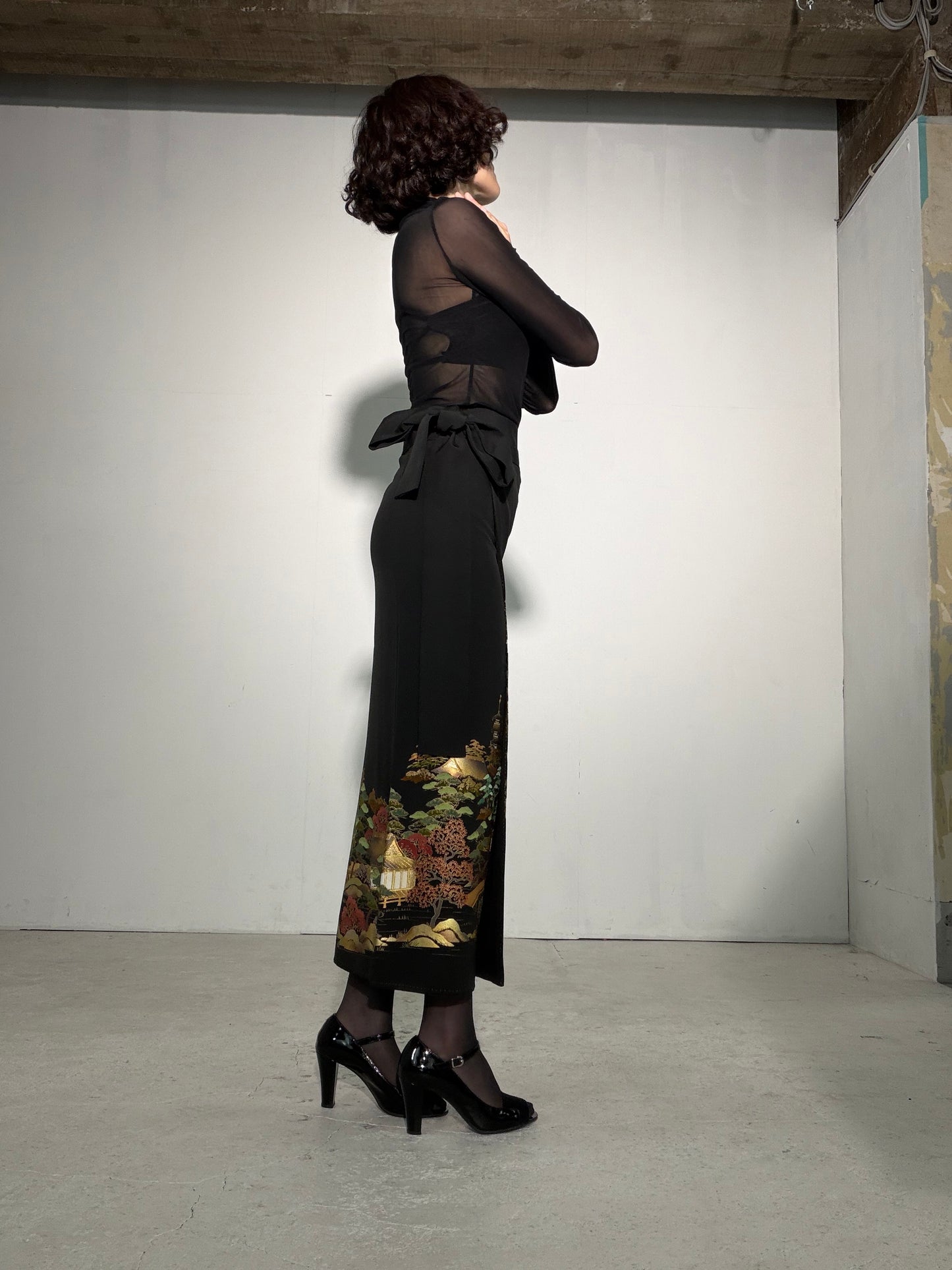 EDO-ZUMA SKIRT UPCYCLED FROM JAPANESE KIMONO "EDO060"