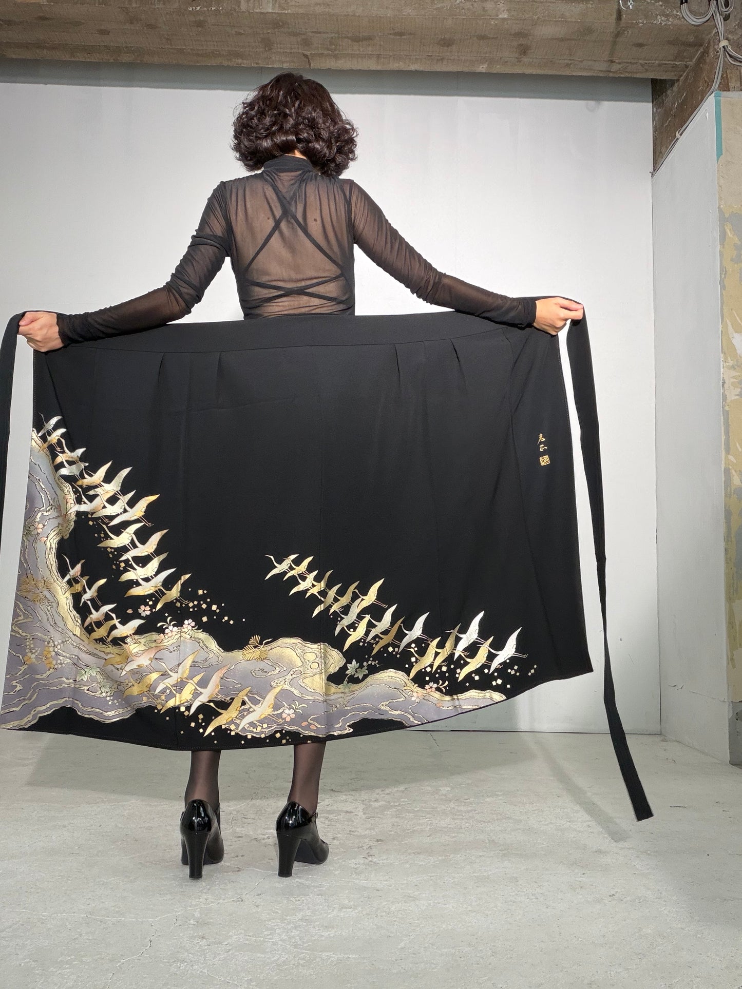 EDO-ZUMA SKIRT UPCYCLED FROM JAPANESE KIMONO "EDO059"