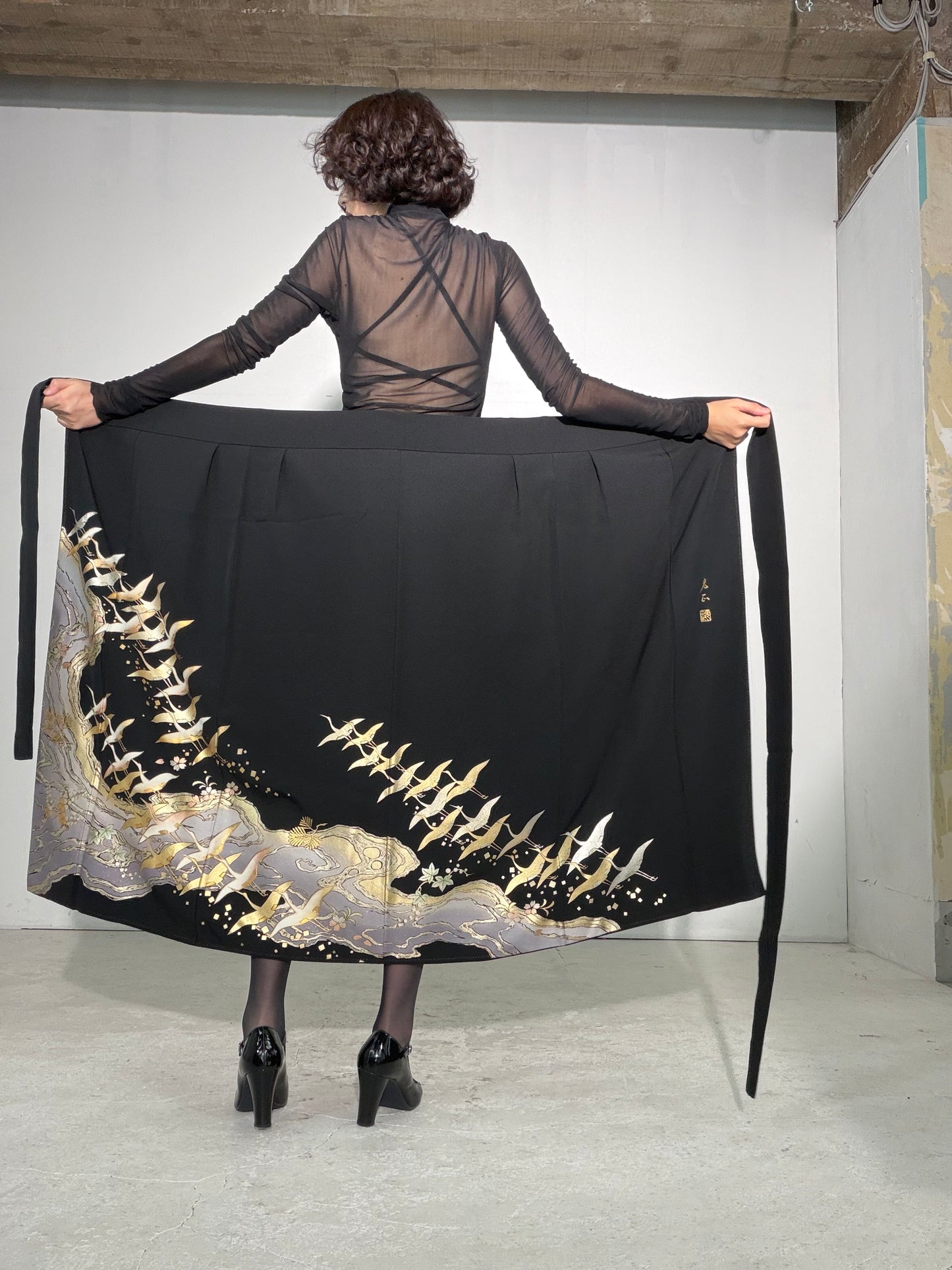 EDO-ZUMA SKIRT UPCYCLED FROM JAPANESE KIMONO "EDO059"