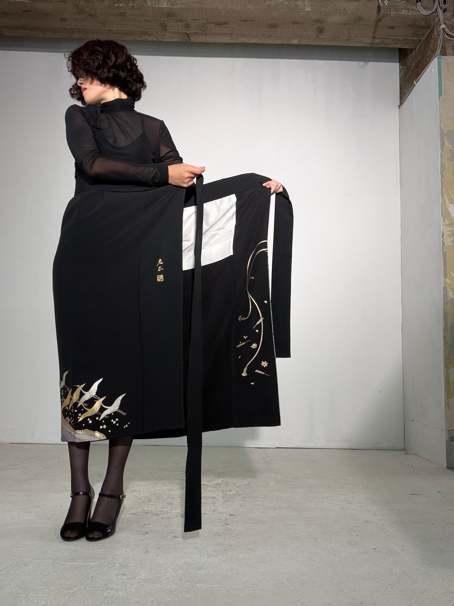 EDO-ZUMA SKIRT UPCYCLED FROM JAPANESE KIMONO "EDO059"