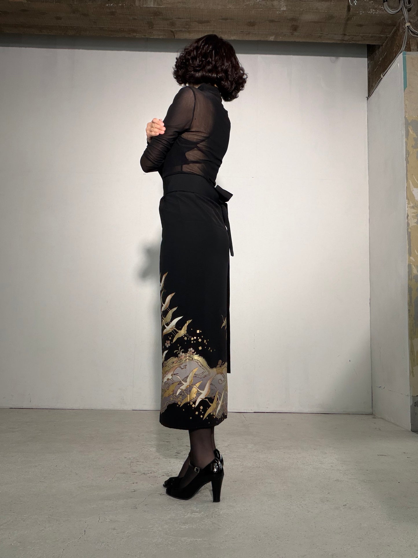 EDO-ZUMA SKIRT UPCYCLED FROM JAPANESE KIMONO "EDO059"