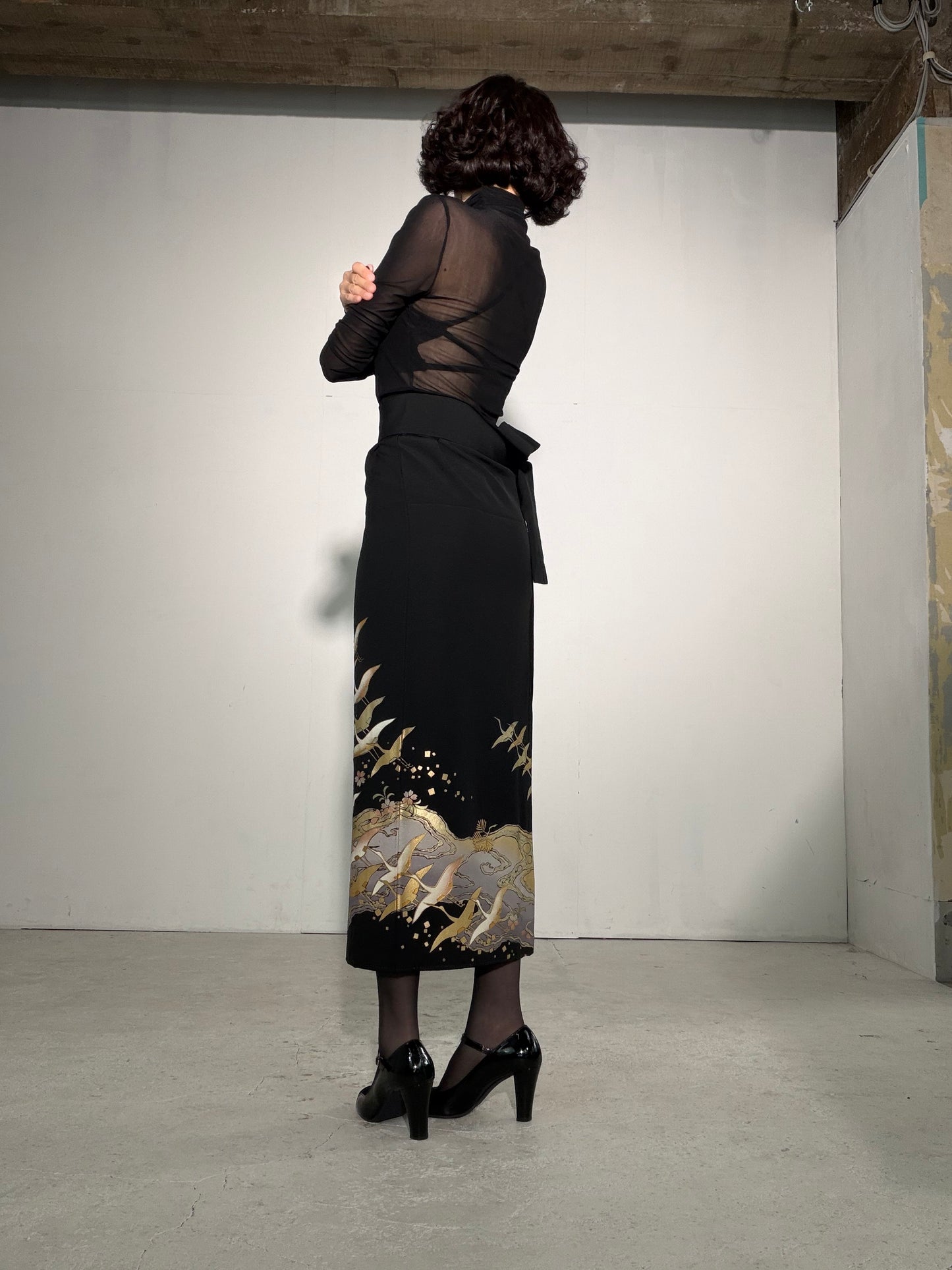 EDO-ZUMA SKIRT UPCYCLED FROM JAPANESE KIMONO "EDO059"