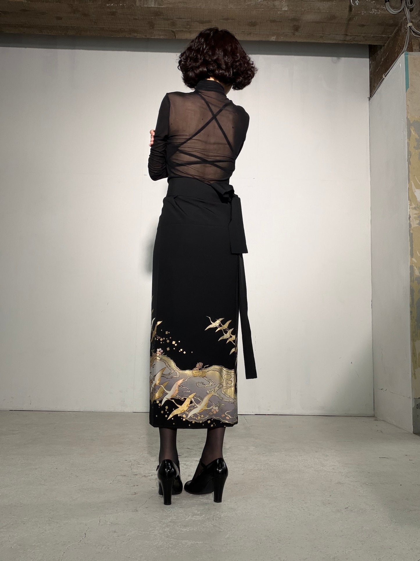 EDO-ZUMA SKIRT UPCYCLED FROM JAPANESE KIMONO "EDO059"