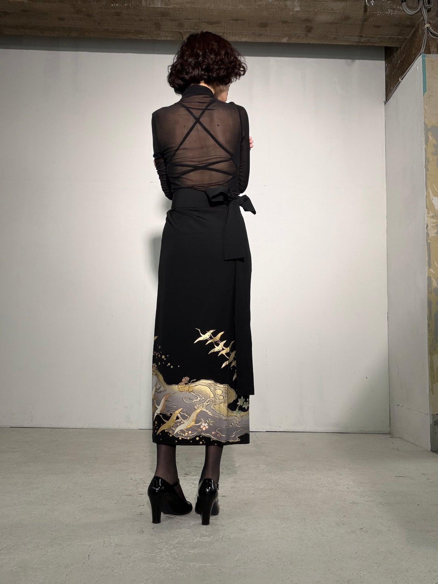 EDO-ZUMA SKIRT UPCYCLED FROM JAPANESE KIMONO "EDO059"