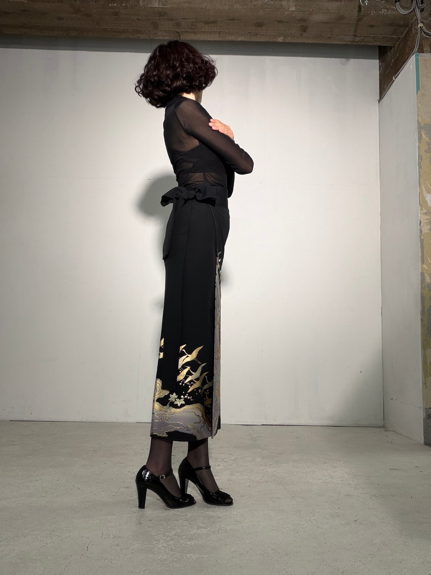 EDO-ZUMA SKIRT UPCYCLED FROM JAPANESE KIMONO "EDO059"
