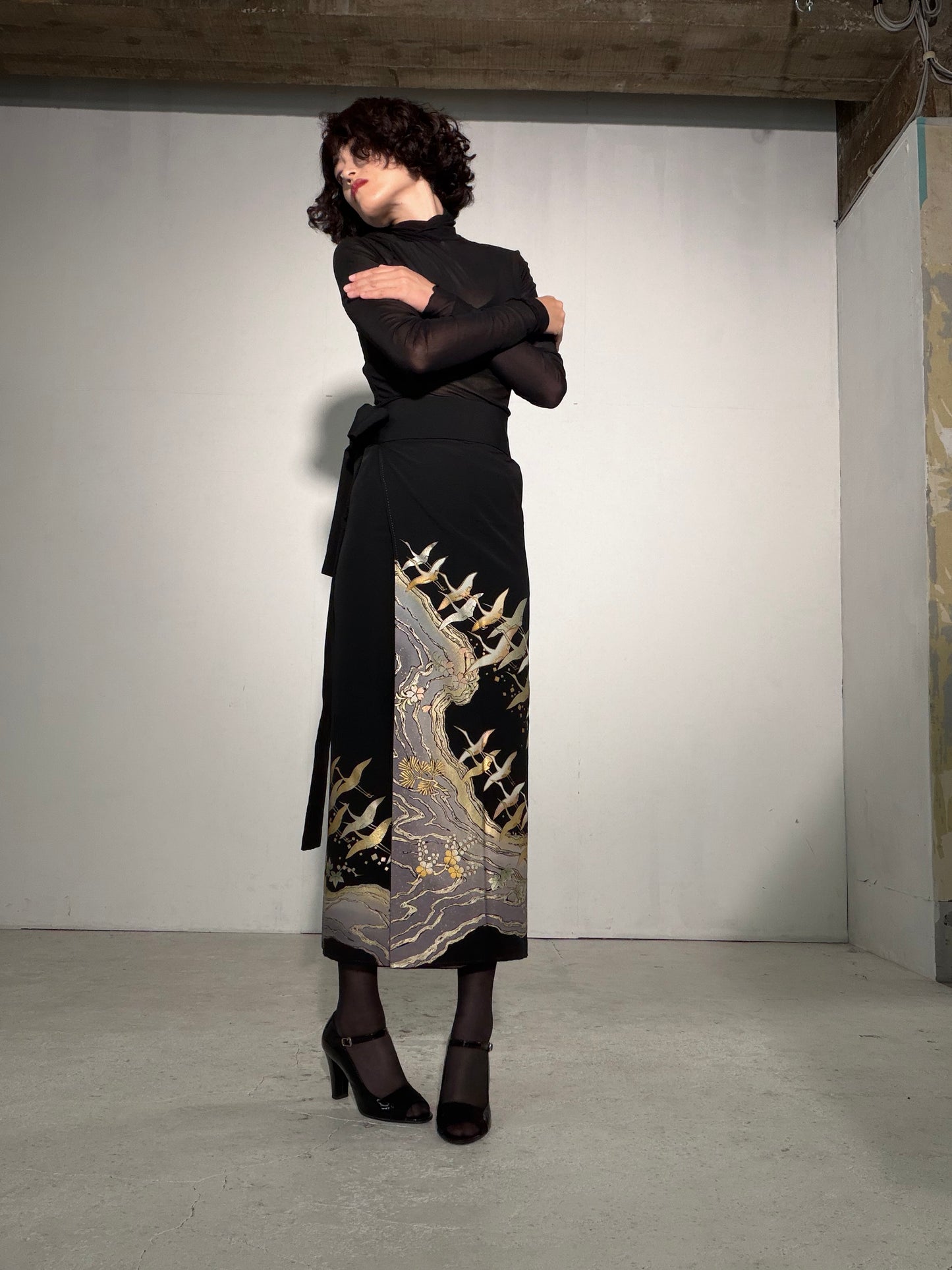 EDO-ZUMA SKIRT UPCYCLED FROM JAPANESE KIMONO "EDO059"