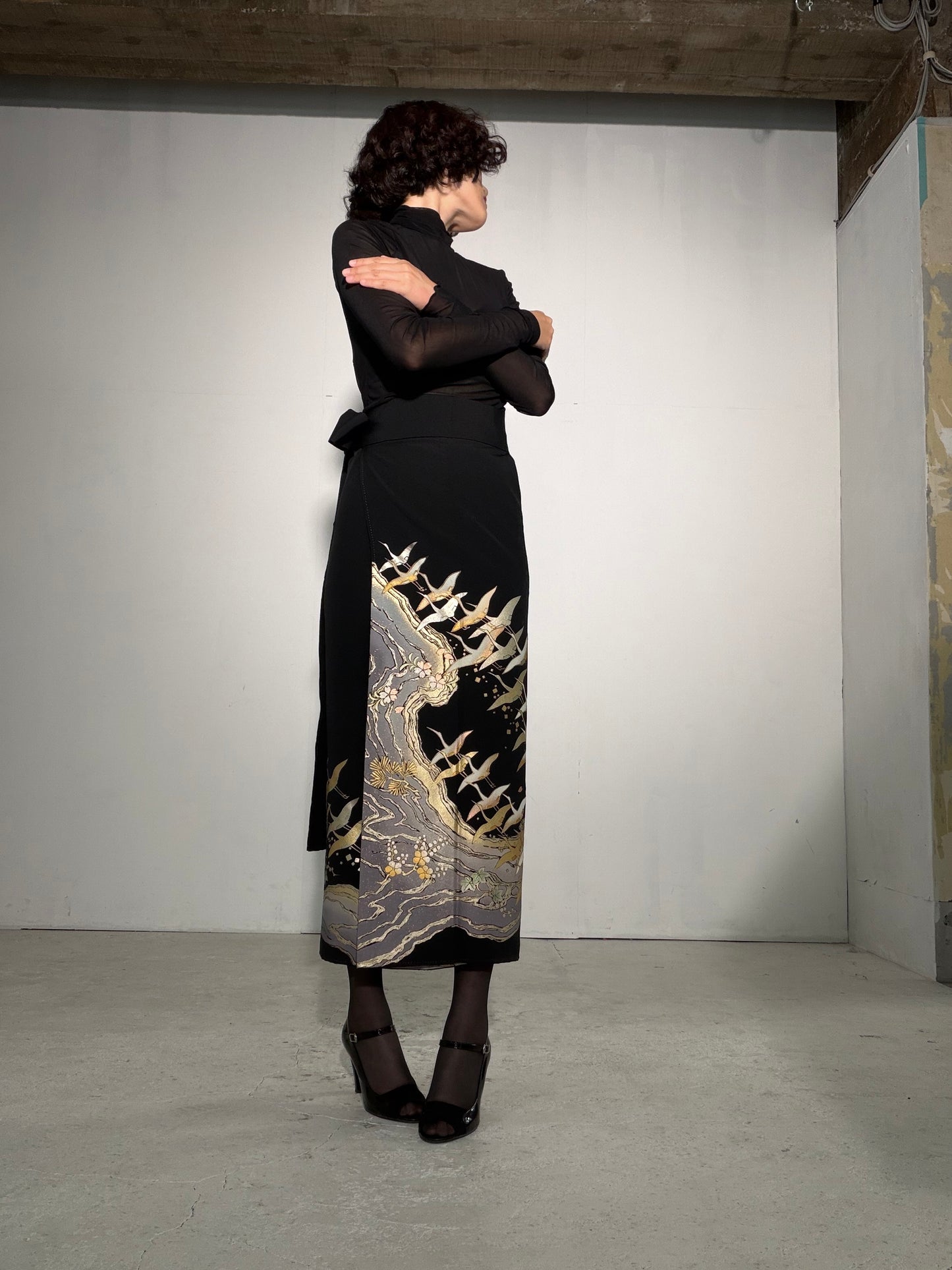 EDO-ZUMA SKIRT UPCYCLED FROM JAPANESE KIMONO "EDO059"