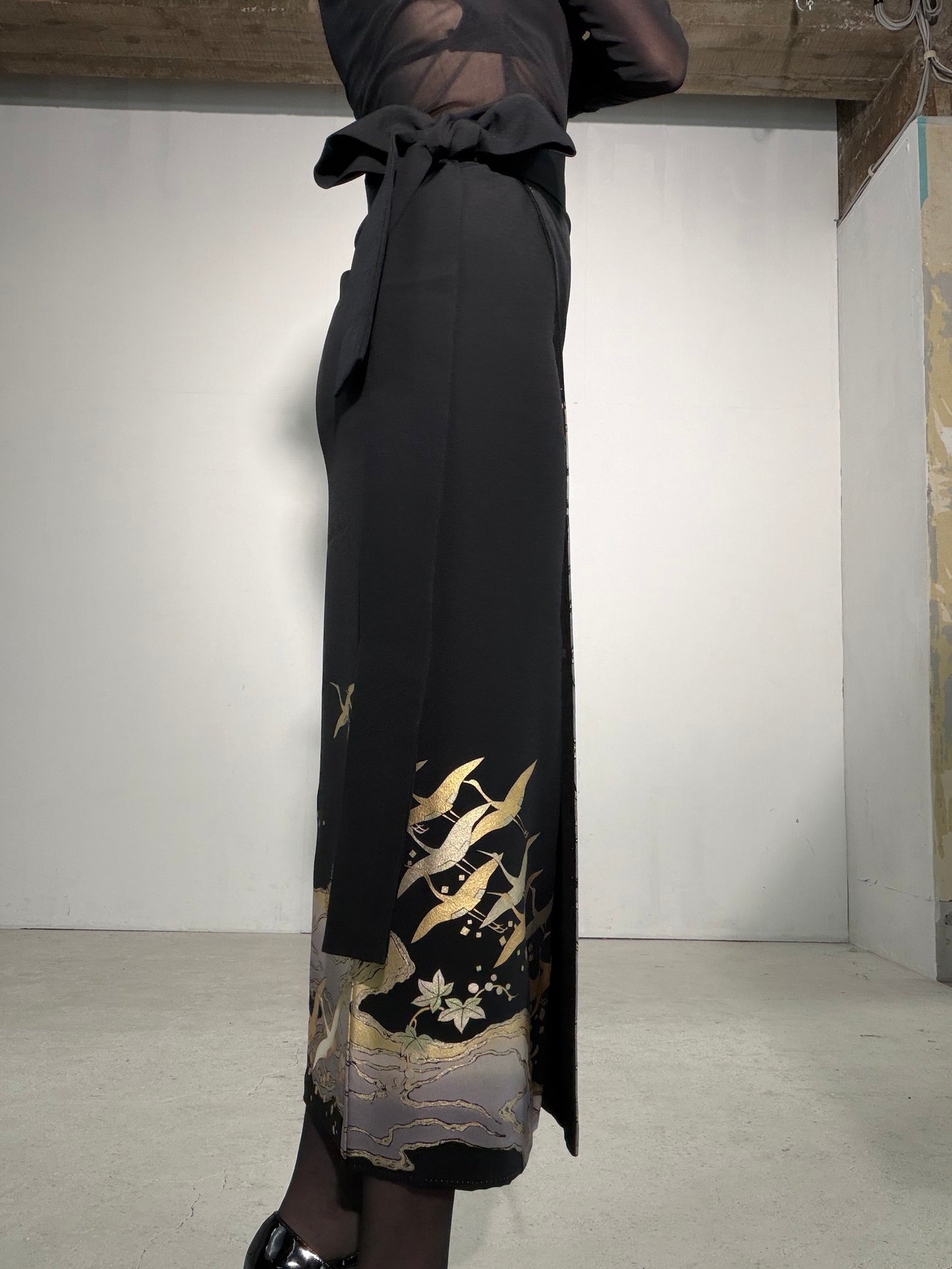 EDO-ZUMA SKIRT UPCYCLED FROM JAPANESE KIMONO "EDO059"
