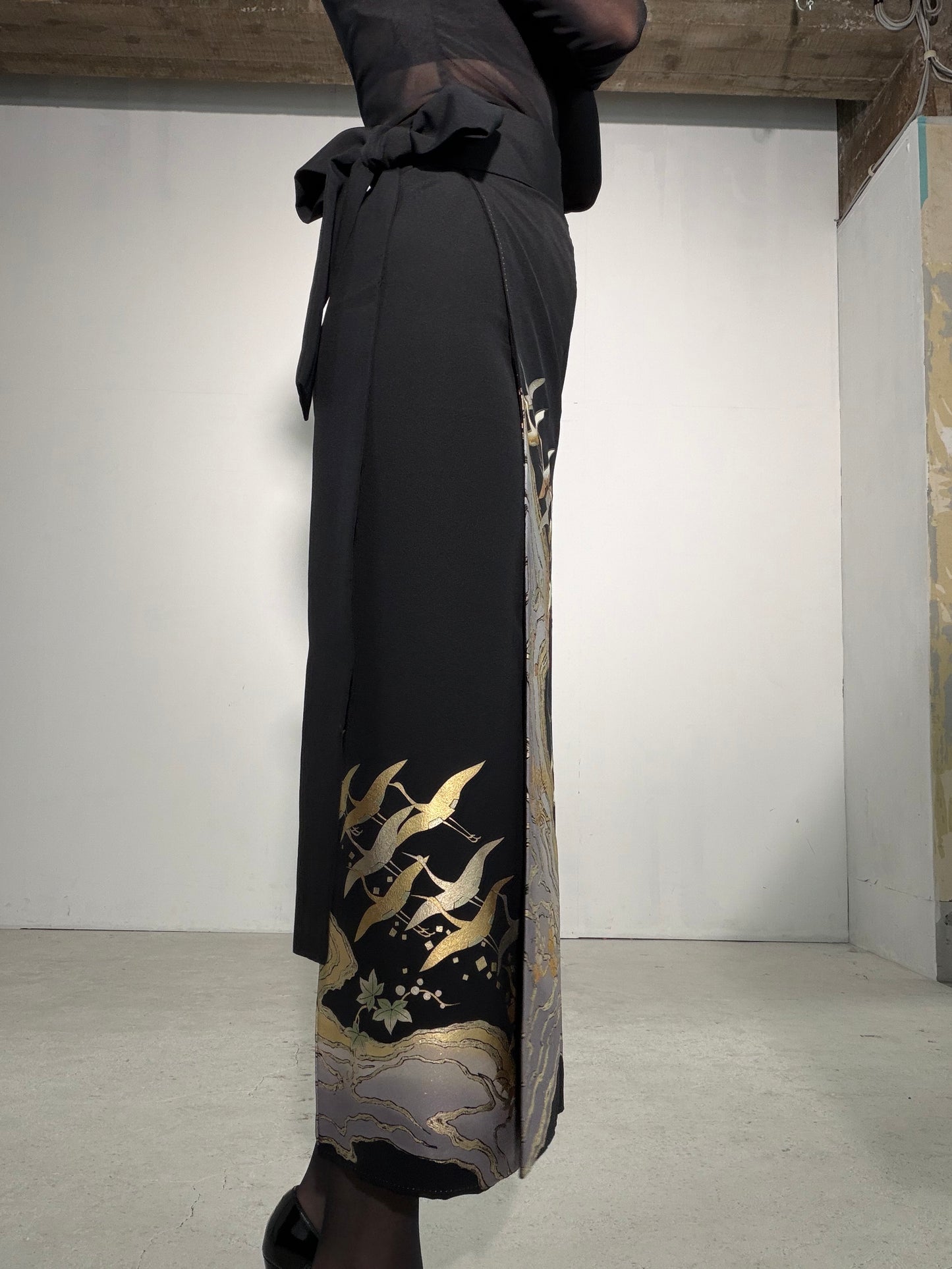 EDO-ZUMA SKIRT UPCYCLED FROM JAPANESE KIMONO "EDO059"