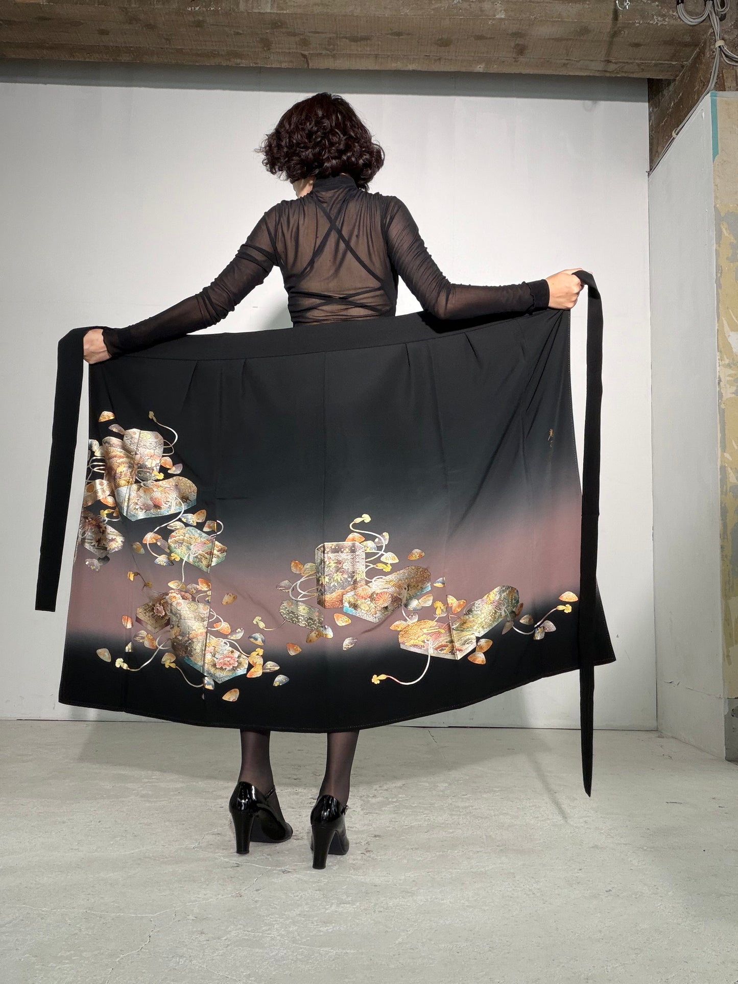 EDO-ZUMA SKIRT UPCYCLED FROM JAPANESE KIMONO "EDO058"