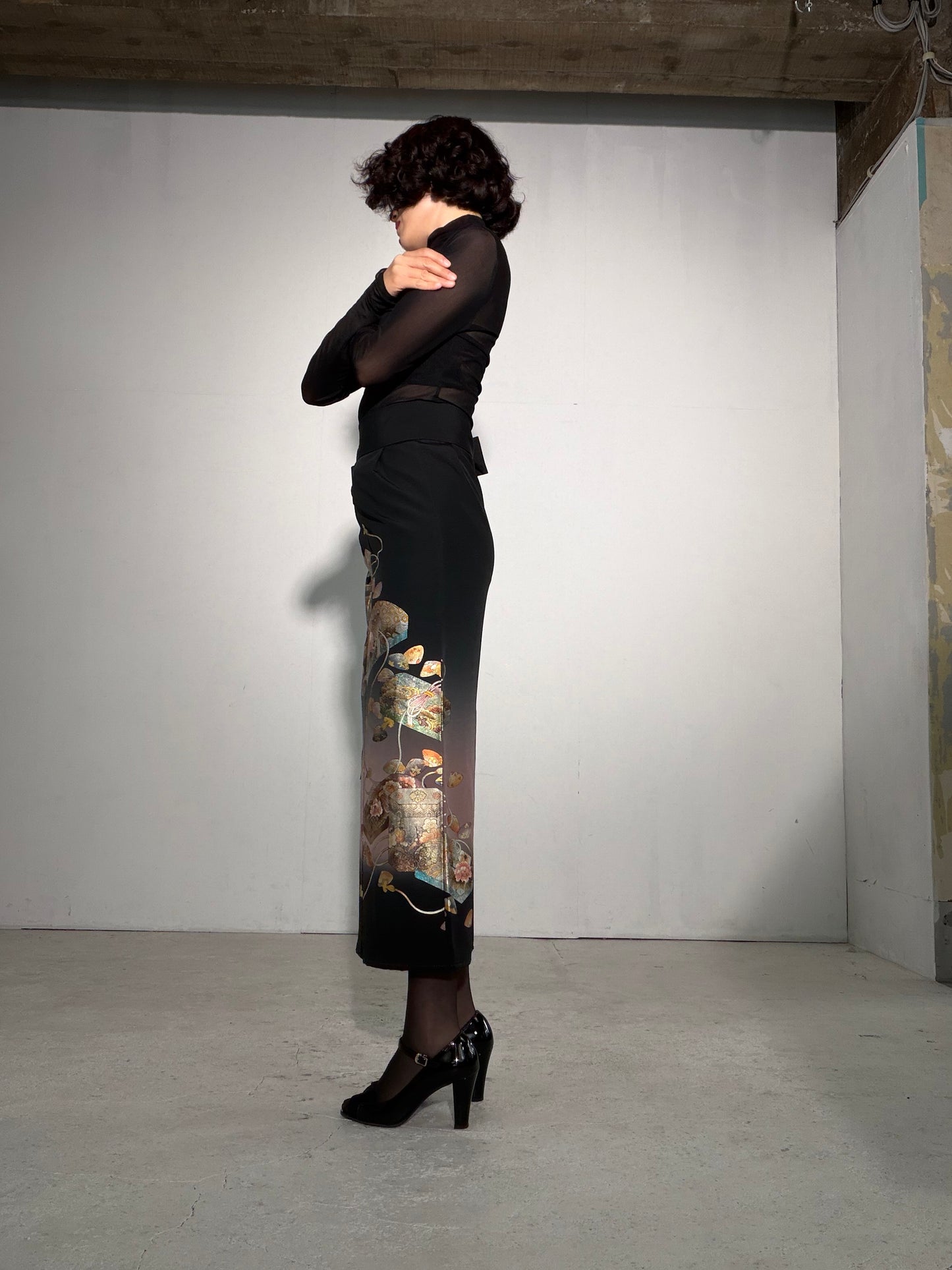 EDO-ZUMA SKIRT UPCYCLED FROM JAPANESE KIMONO "EDO058"
