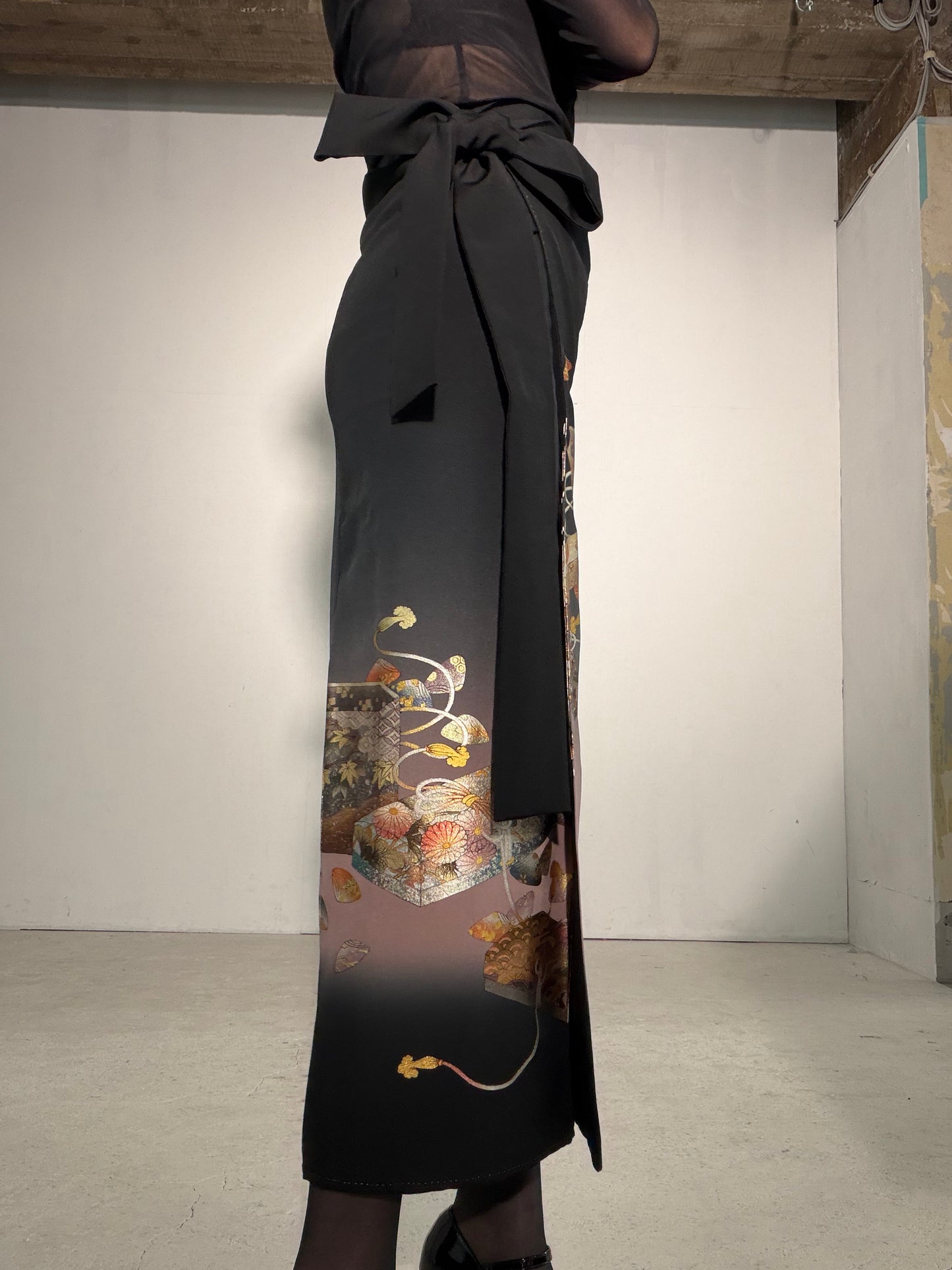 EDO-ZUMA SKIRT UPCYCLED FROM JAPANESE KIMONO "EDO058"