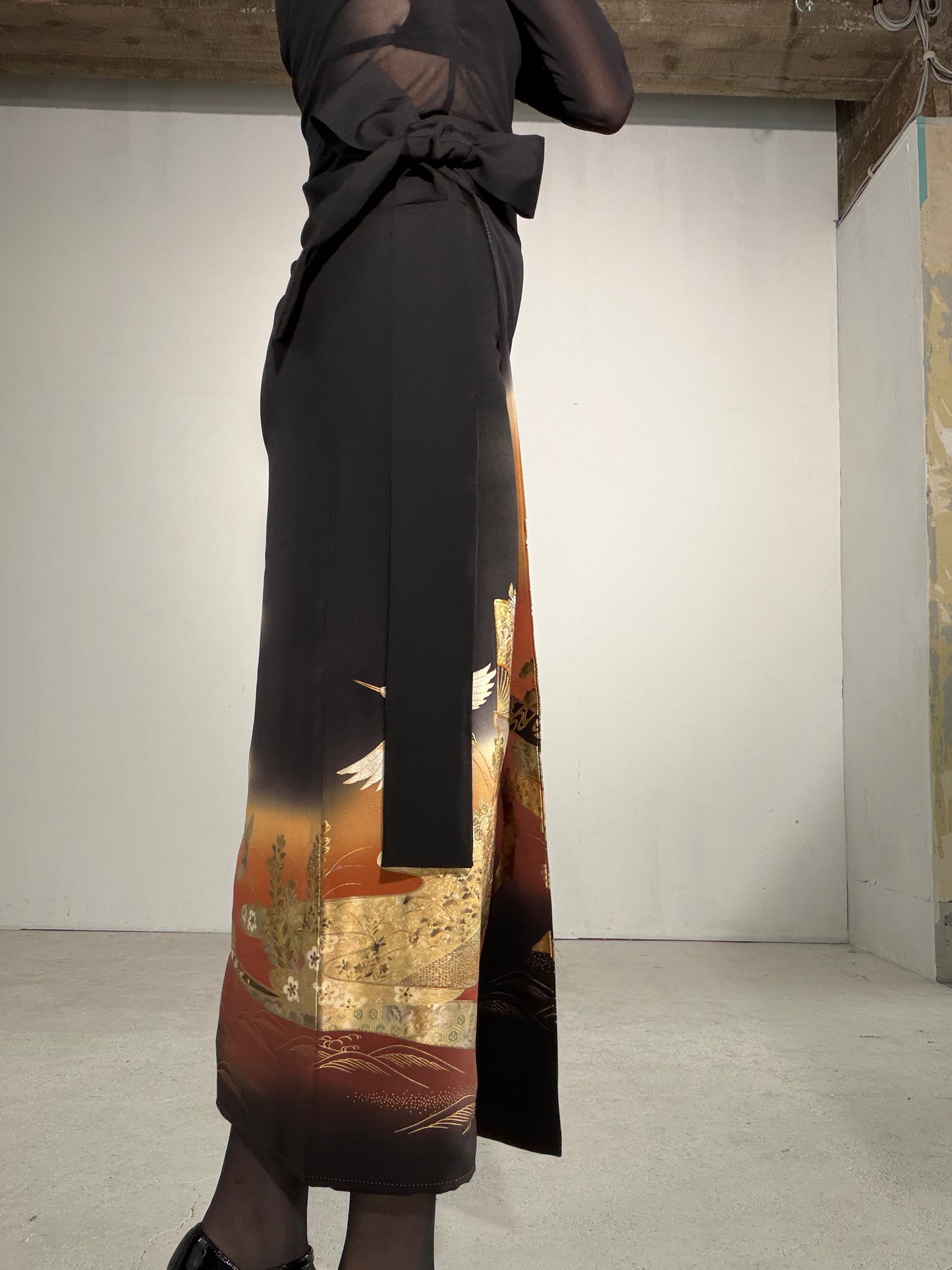 EDO-ZUMA SKIRT UPCYCLED FROM JAPANESE KIMONO "EDO057"