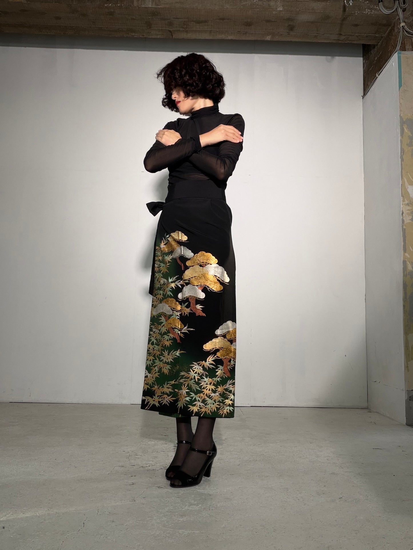 EDO-ZUMA SKIRT UPCYCLED FROM JAPANESE KIMONO "EDO056"
