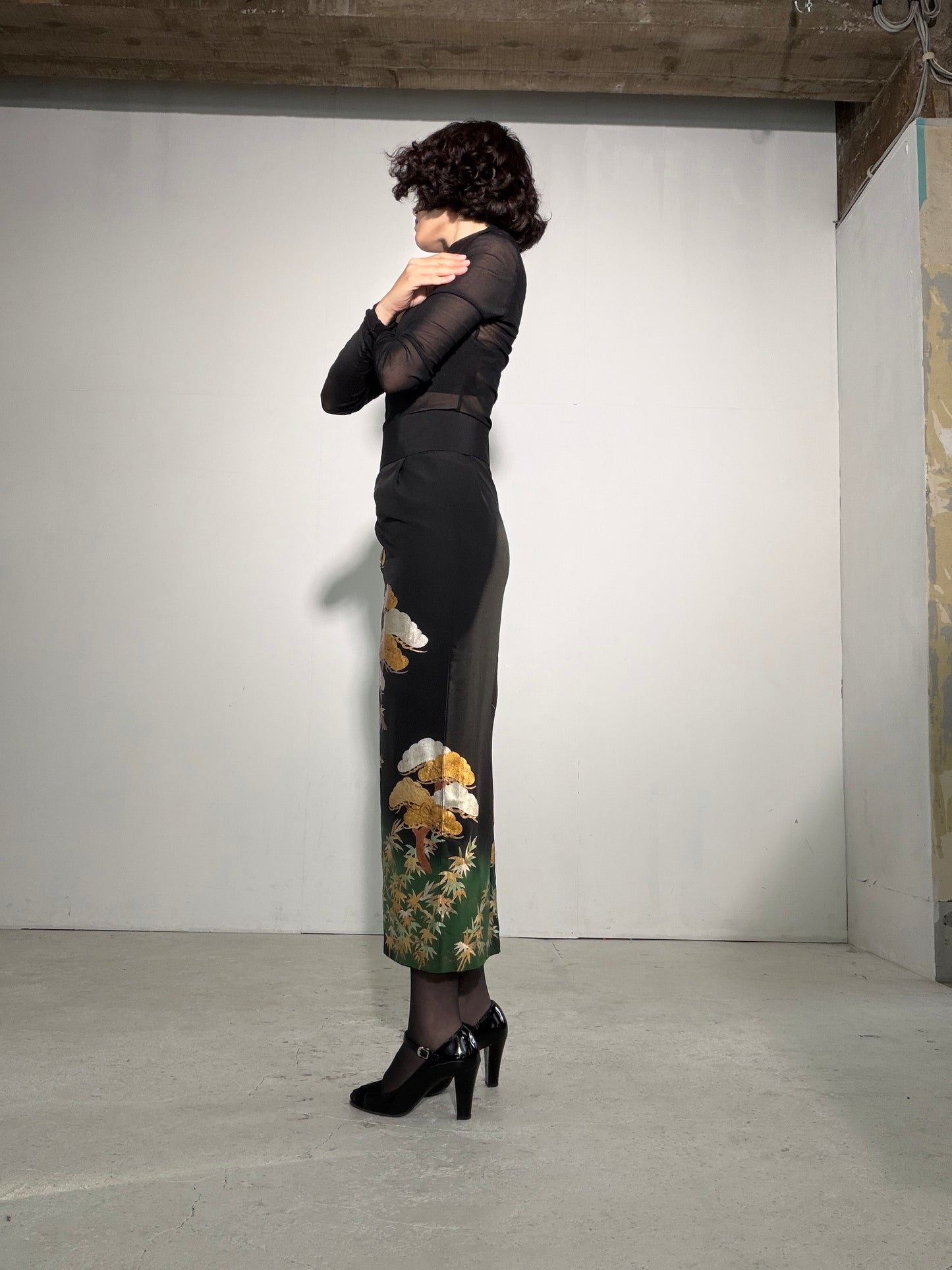 EDO-ZUMA SKIRT UPCYCLED FROM JAPANESE KIMONO "EDO056"