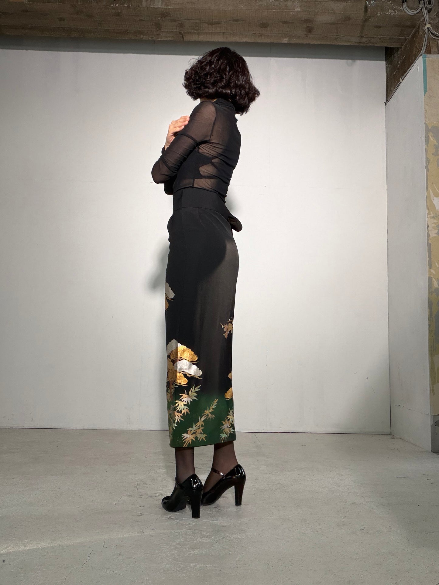 EDO-ZUMA SKIRT UPCYCLED FROM JAPANESE KIMONO "EDO056"
