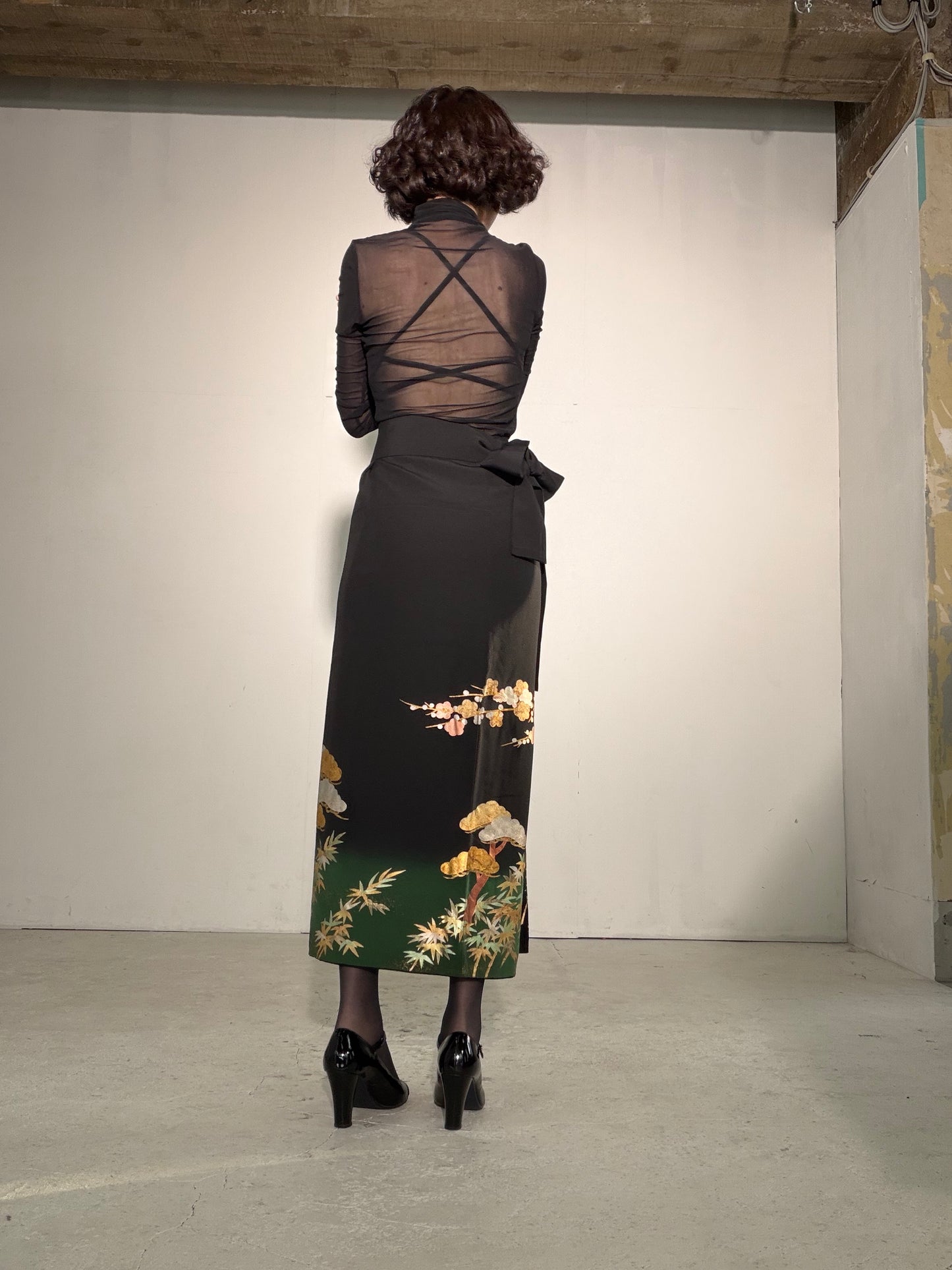 EDO-ZUMA SKIRT UPCYCLED FROM JAPANESE KIMONO "EDO056"