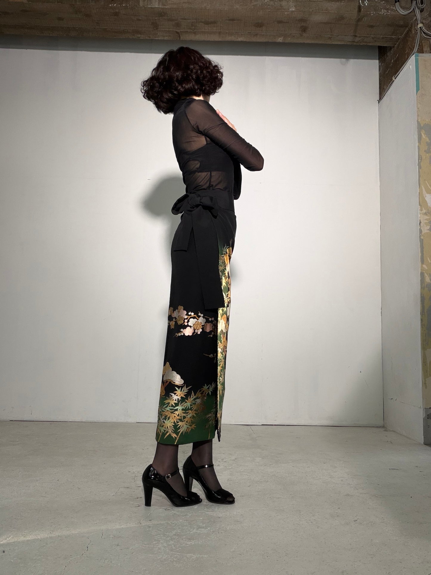 EDO-ZUMA SKIRT UPCYCLED FROM JAPANESE KIMONO "EDO056"
