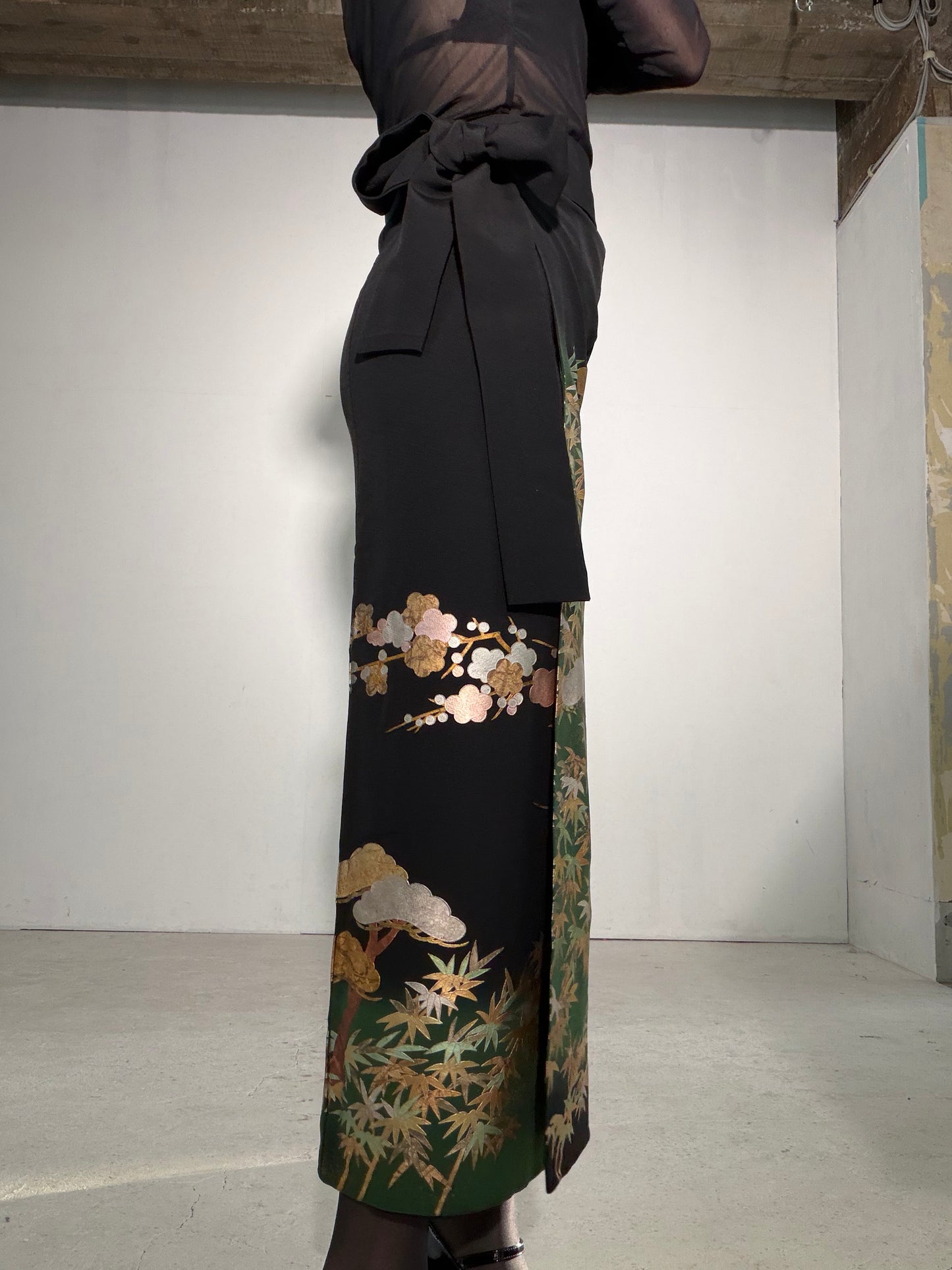EDO-ZUMA SKIRT UPCYCLED FROM JAPANESE KIMONO "EDO056"