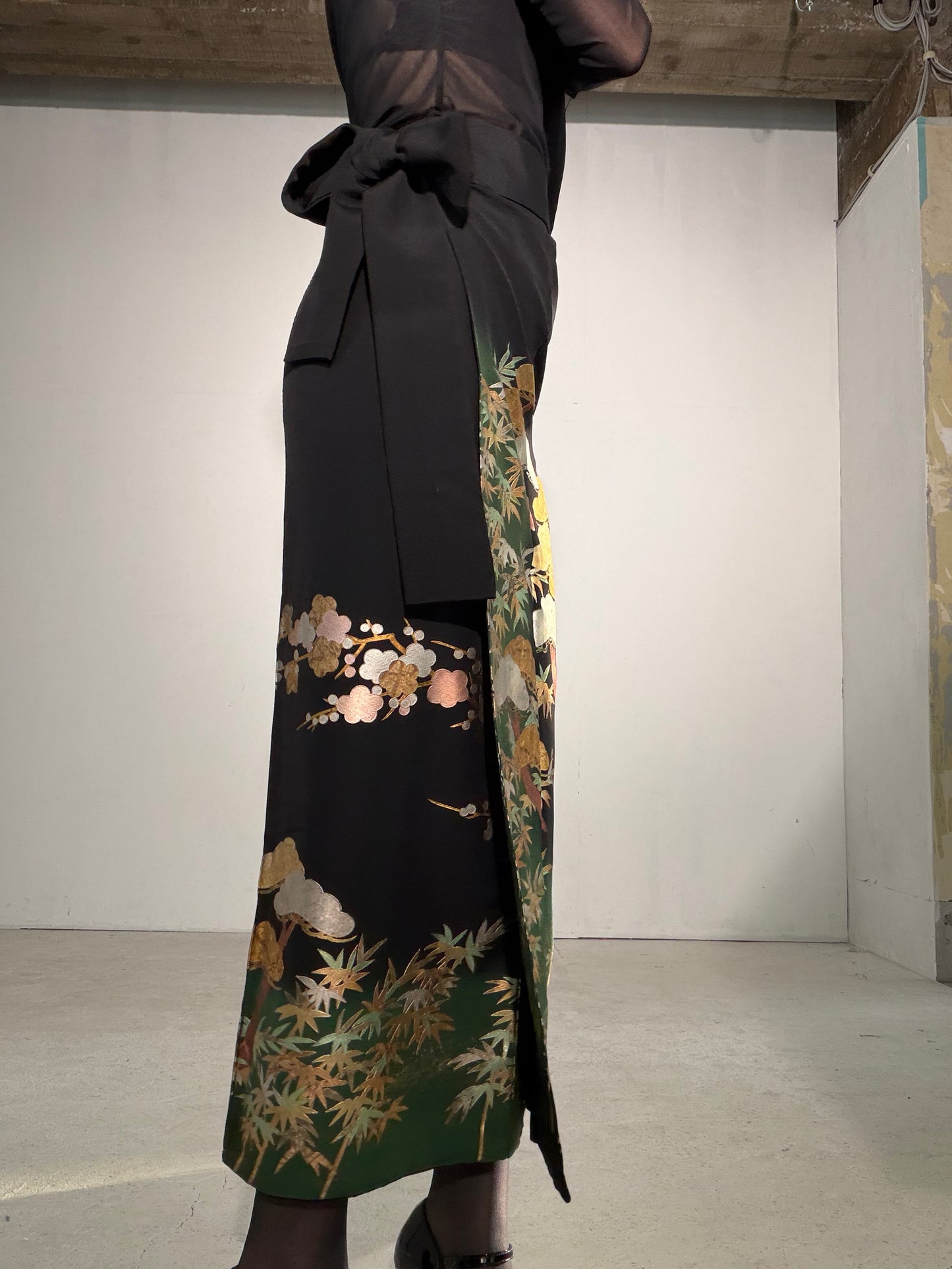 EDO-ZUMA SKIRT UPCYCLED FROM JAPANESE KIMONO "EDO056"