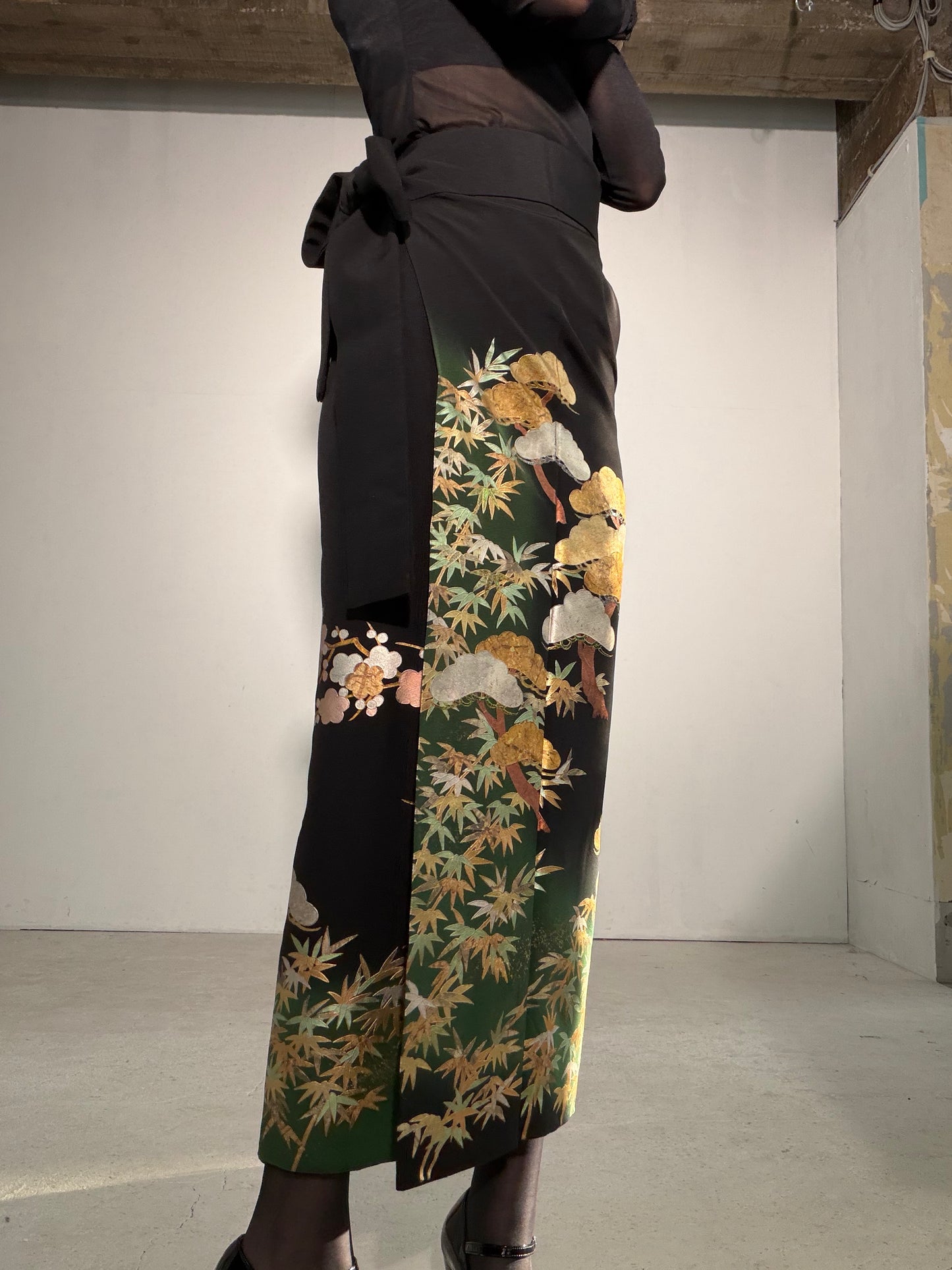 EDO-ZUMA SKIRT UPCYCLED FROM JAPANESE KIMONO "EDO056"