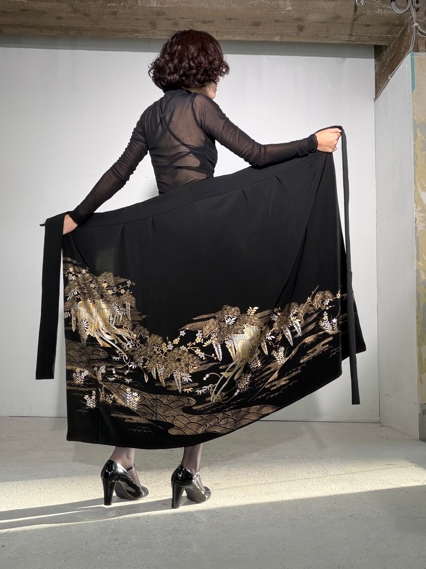 EDO-ZUMA SKIRT UPCYCLED FROM JAPANESE KIMONO "EDO055"
