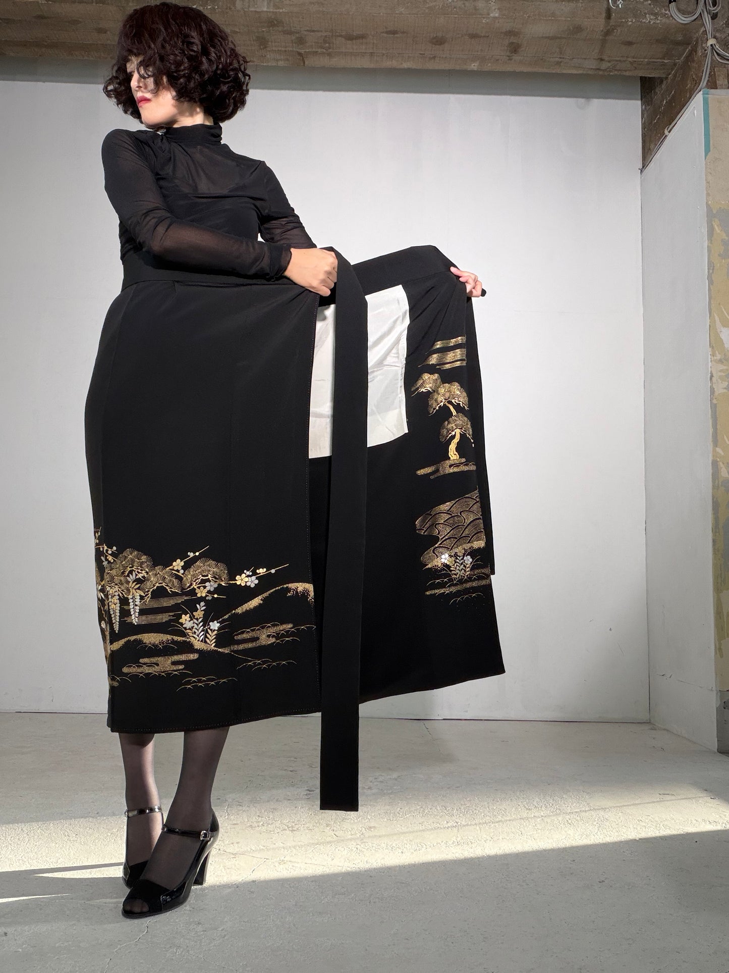 EDO-ZUMA SKIRT UPCYCLED FROM JAPANESE KIMONO "EDO055"