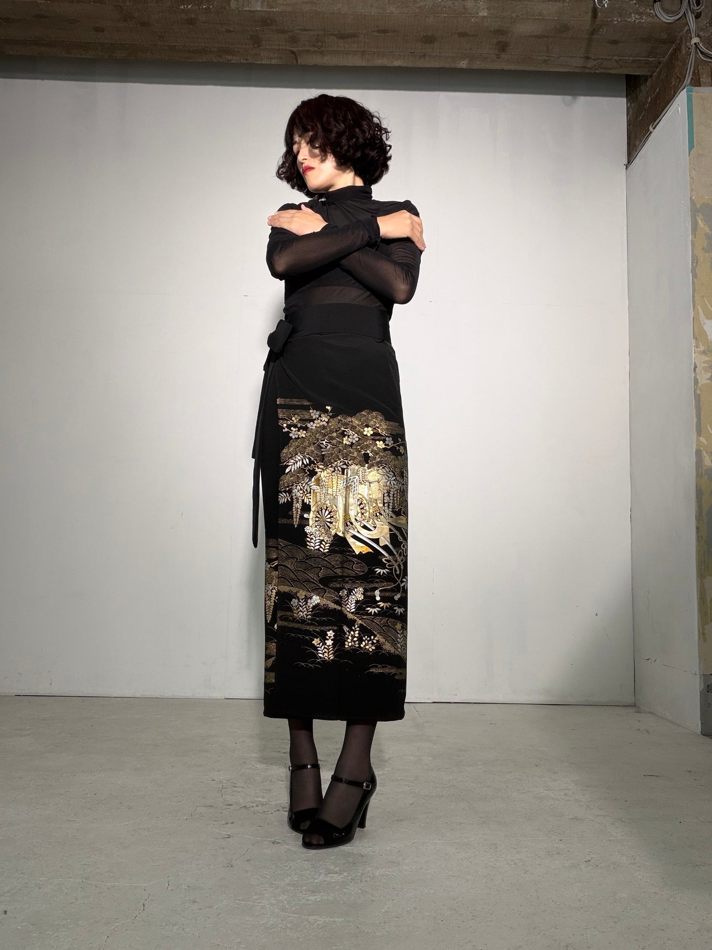 EDO-ZUMA SKIRT UPCYCLED FROM JAPANESE KIMONO "EDO055"