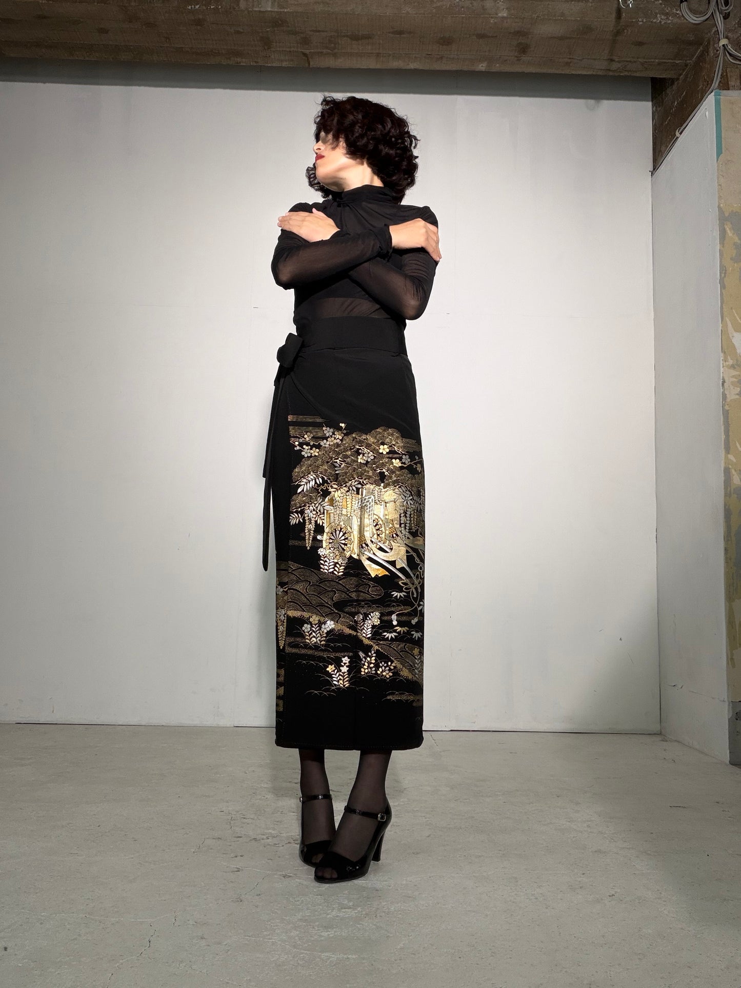 EDO-ZUMA SKIRT UPCYCLED FROM JAPANESE KIMONO "EDO055"